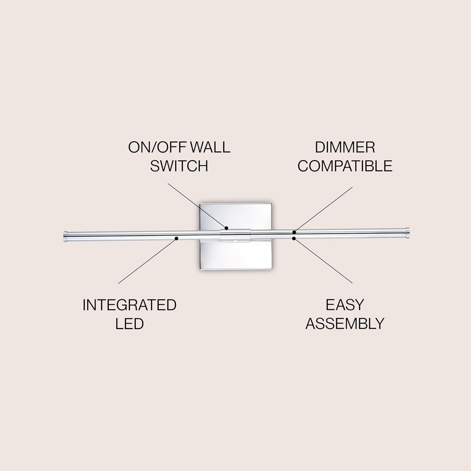 JONATHAN  Y Makena Metal Dimmable Integrated Minimalist 28-in W 1 -Light Polished Chrome Integrated LED Wall Sconce