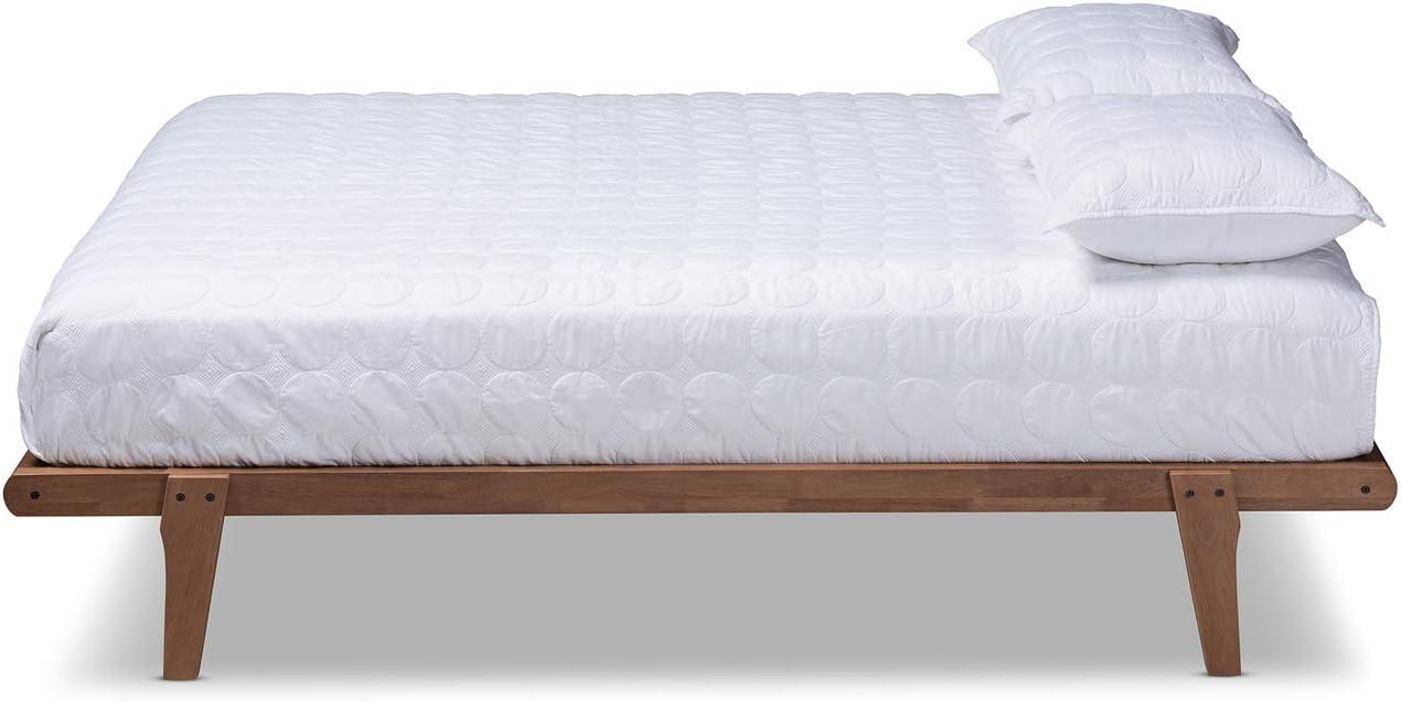 Full Kaia Finished Wood Platform Bed Frame Brown - Baxton Studio: Mid-Century Modern, No Box Spring Required