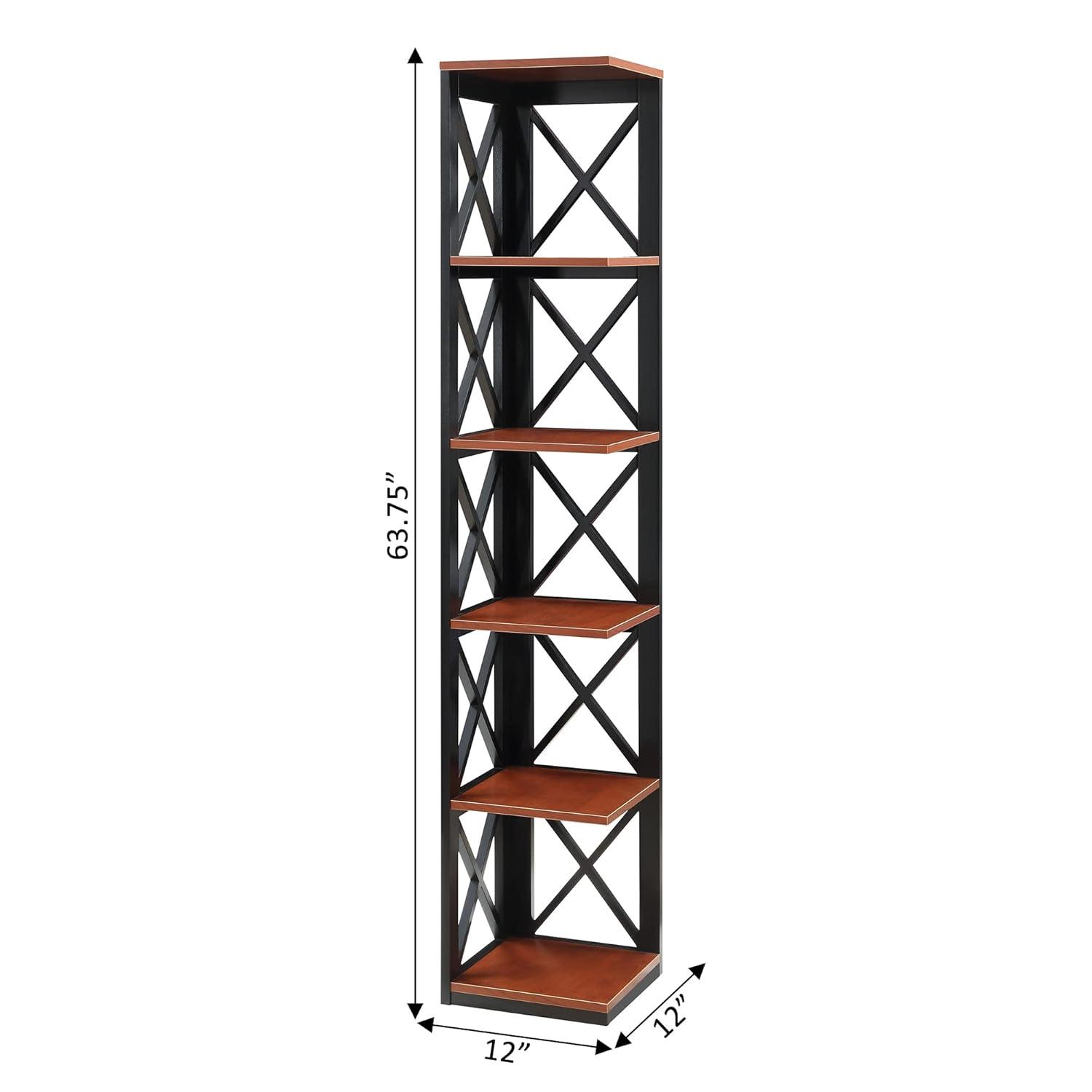 Convenience Concepts Oxford 5 Tier Corner Bookcase, Cherry and Black