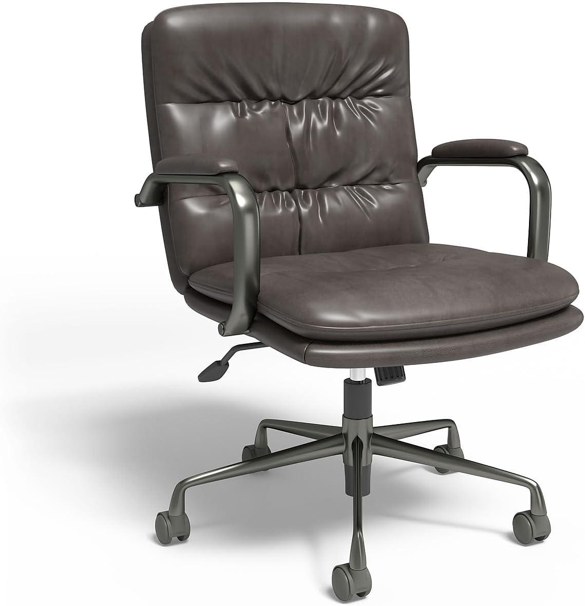 Union & Scale Industria 3-40C Bonded Leather Swivel Manager Chair Gray (95115) UN61643-CC