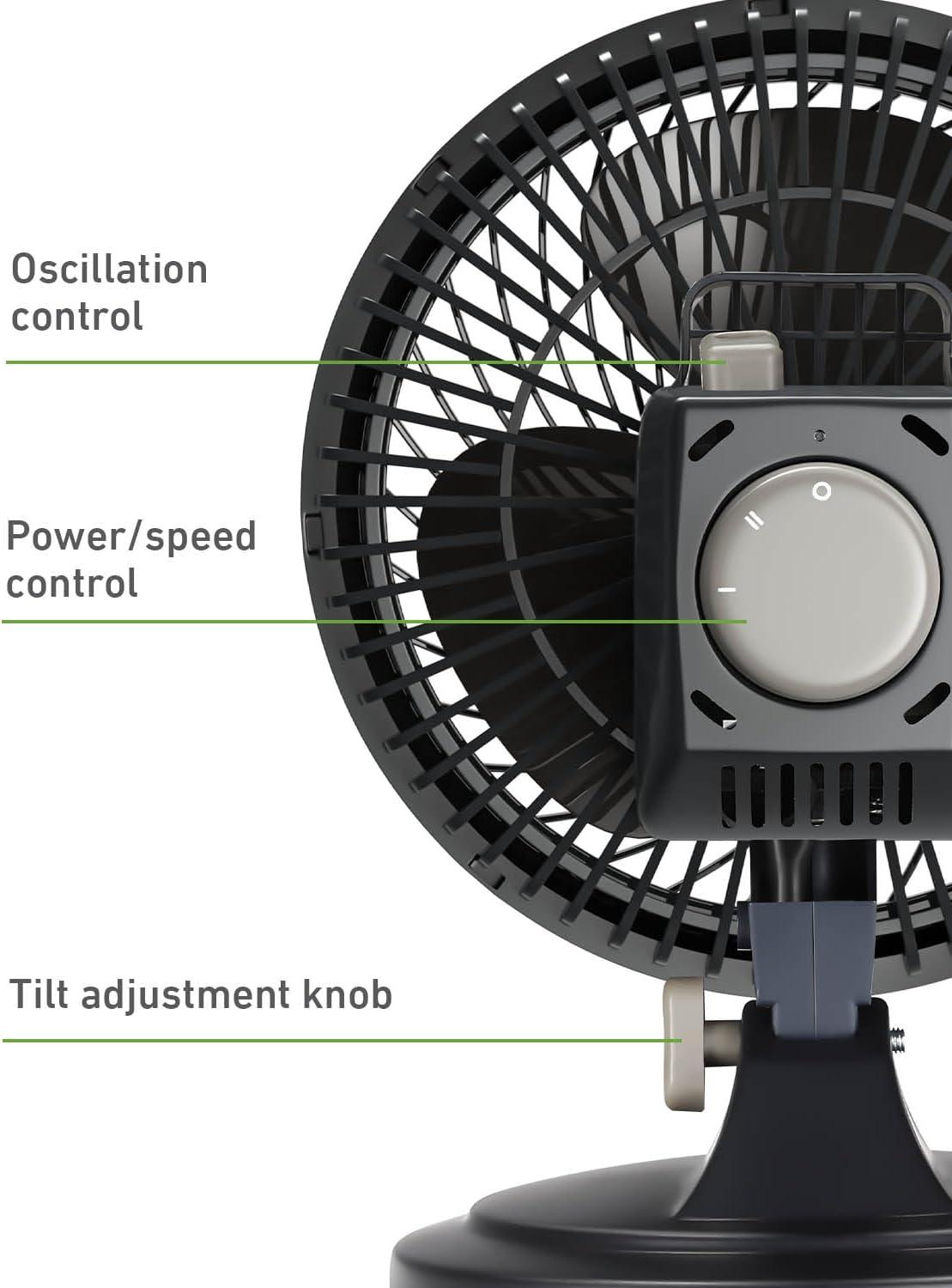 HOLMES BLIZZARD 7" Table Fan, 2 Speeds, 3 Blades, 85° Oscillation, 20° Adjustable Head, Home, Bedroom and Office, Charcoal Matte