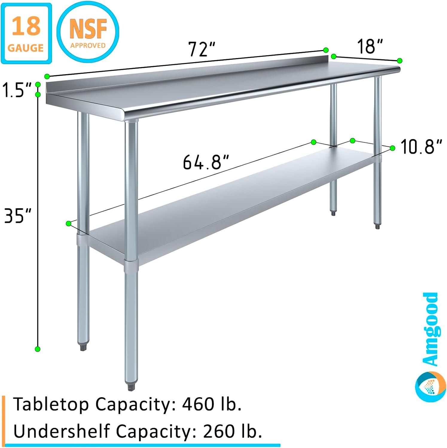 18 in. x 72 in. Stainless Steel Table