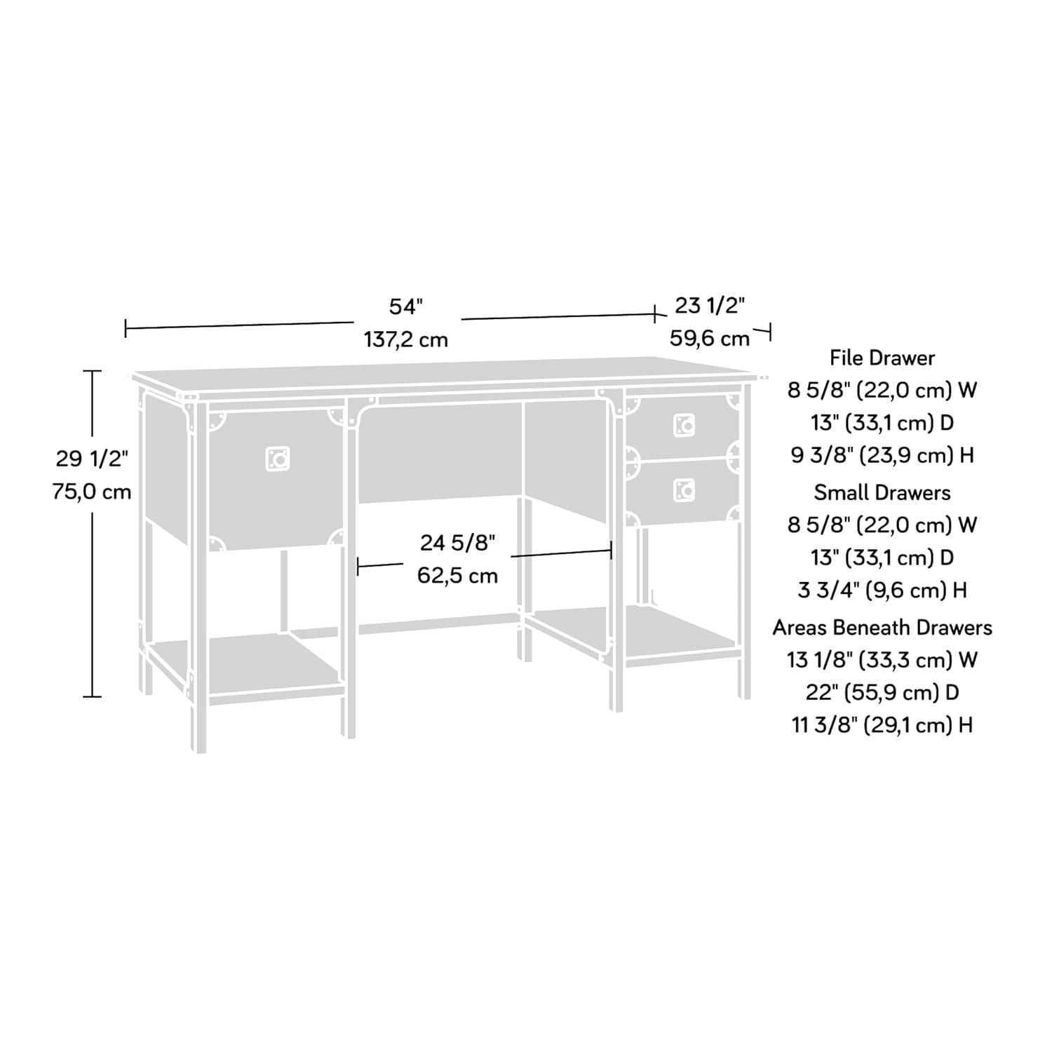 Sauder Steel River Milled Mesquite Small Desk with Drawers, Milled Mesquite Finish