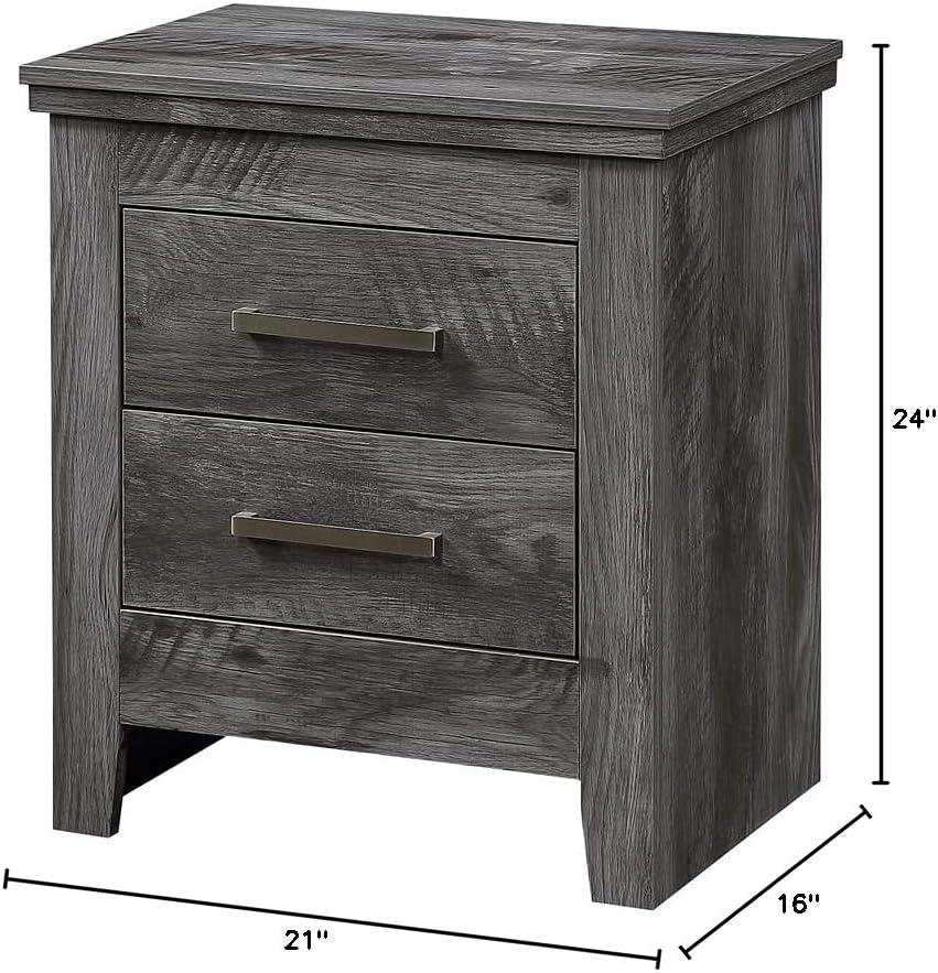 21" Vidalia Nightstand Rustic Gray Oak - Acme Furniture: Durable Wood, 24" Height, Bedroom Storage