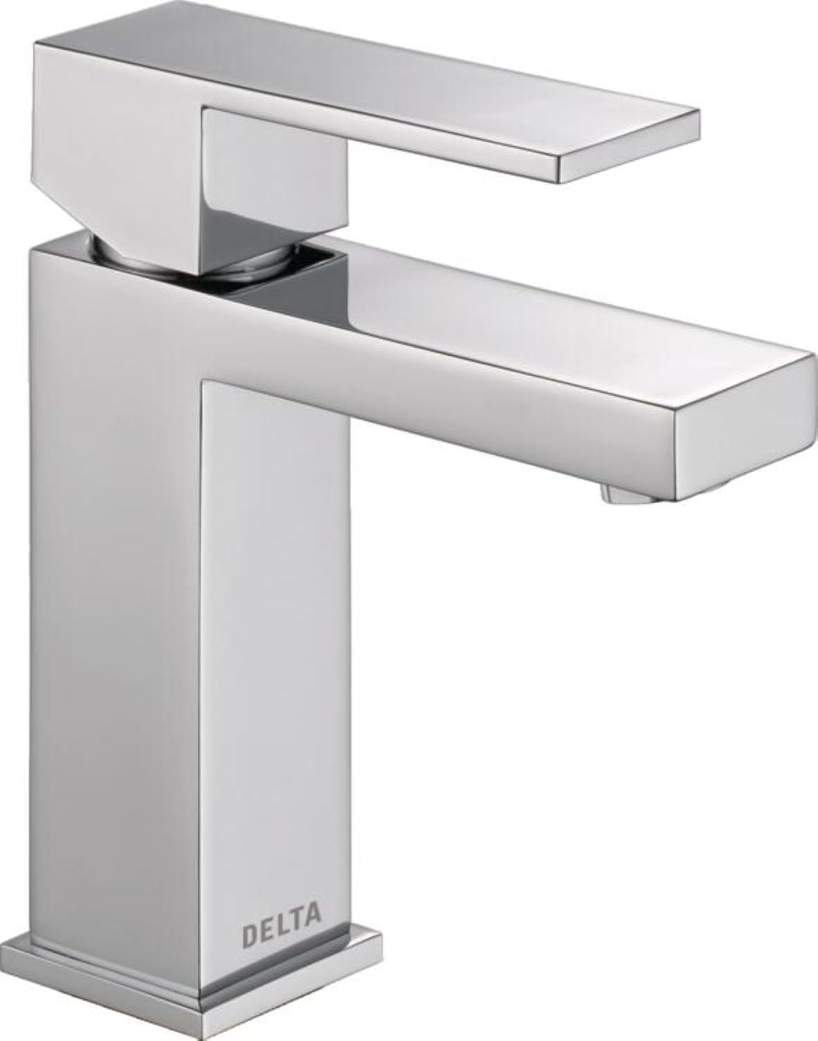 Chrome Modern Single Hole Bathroom Faucet with Drain Assembly