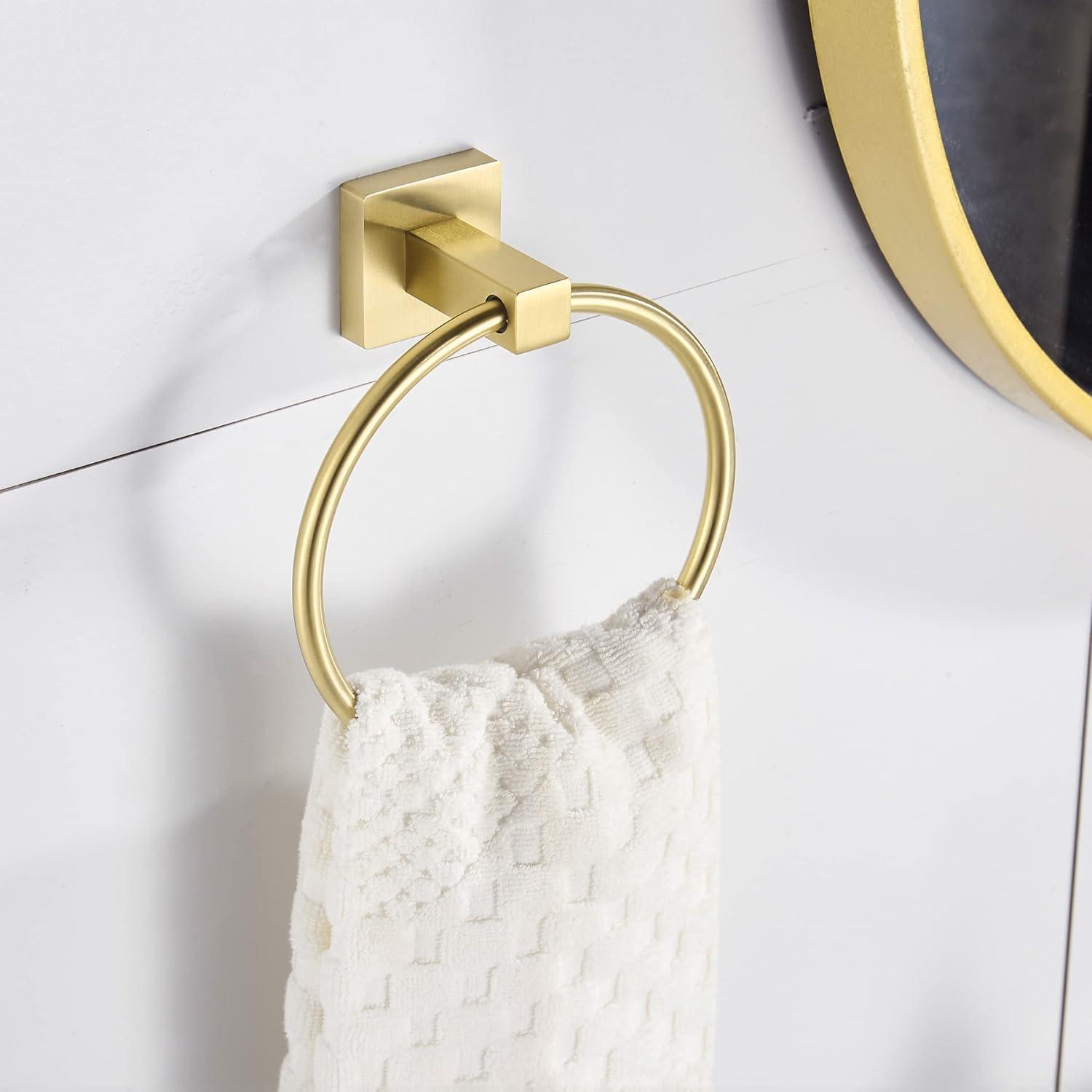 Chihod Toilet Paper Holder & Towel Ring Brushed Gold Hand Towel Holder 2-Pieces Bathroom Accessories Towel Rack Wall Mounted Bathroom Hardware Set Stainless Steel C38