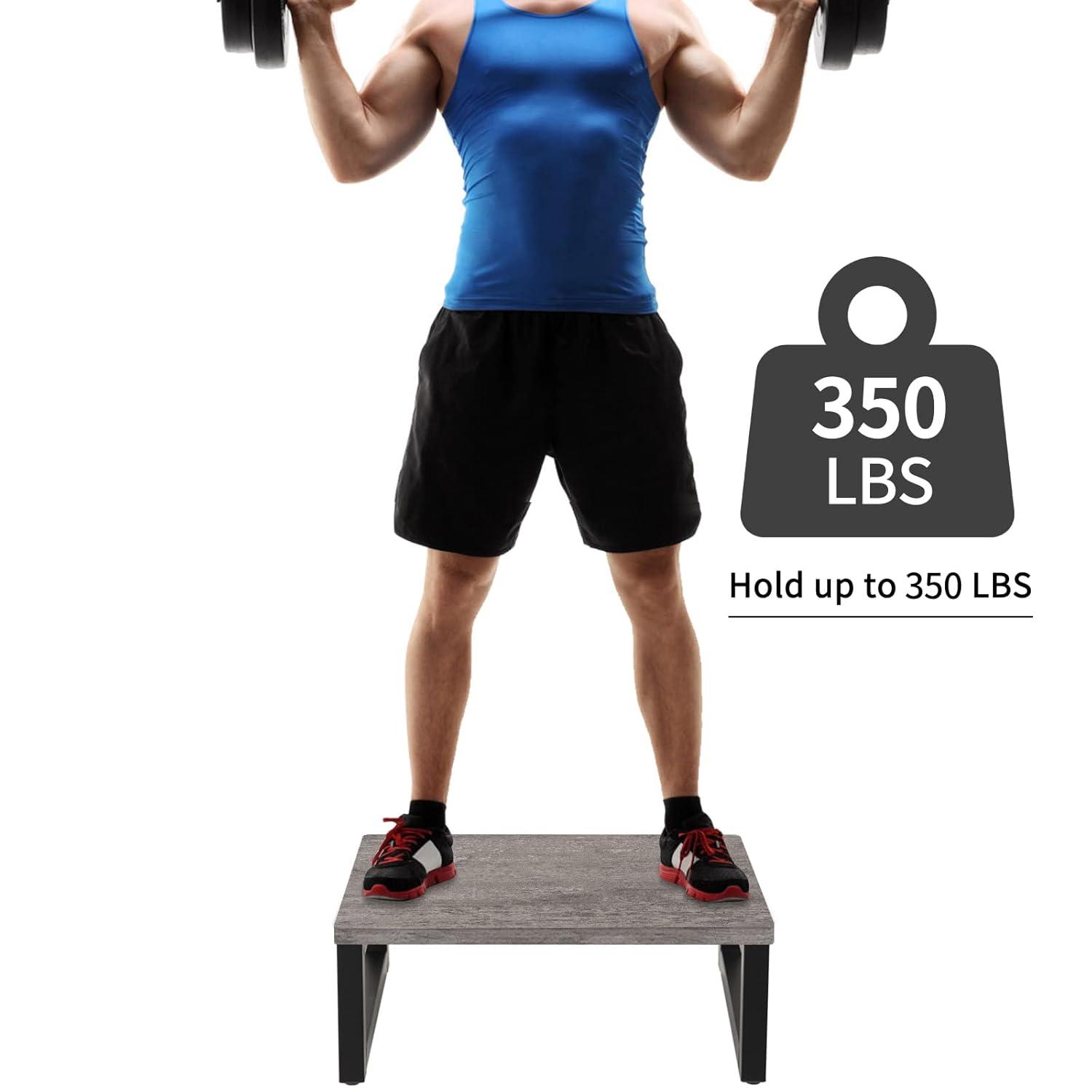 Snughome Wooden Step Stools for Adults Kids, Solid Portable Wooden Bedside Step Stool Adults Hold Up to 350 lb, One Step Foot Stool for Kitchen, Bedroom, Living Room, Bathroom - Self-Assembly(Grey)