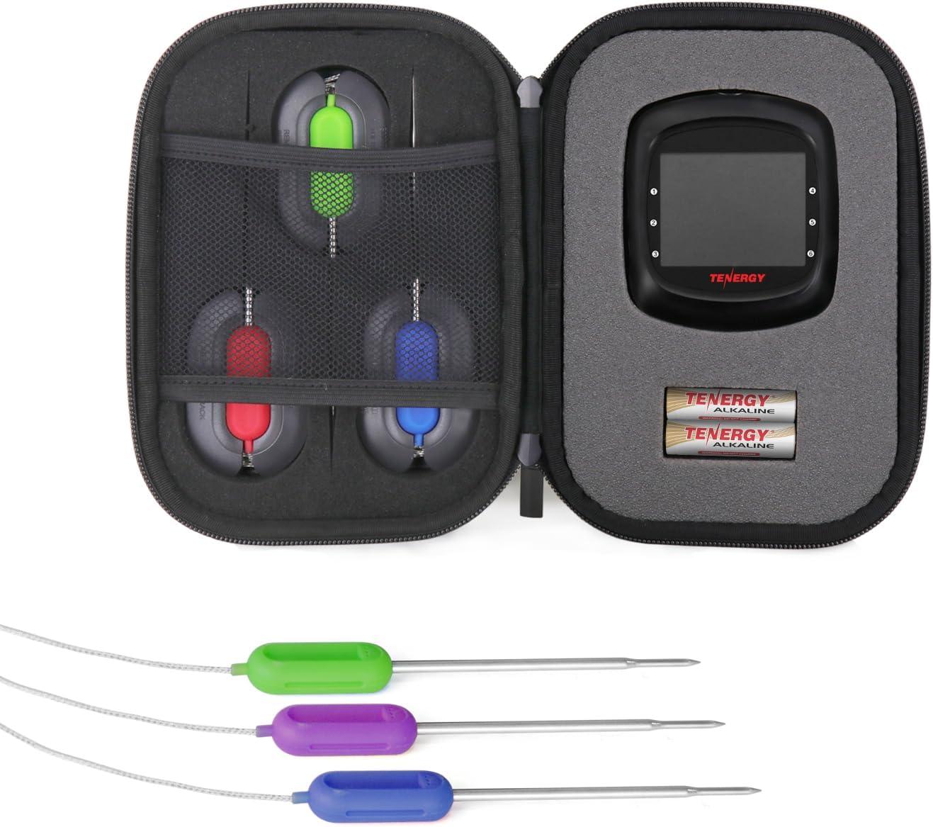 Tenergy Solis Digital Meat Thermometer, APP Controlled Wireless Bluetooth Smart BBQ Thermometer w/ 6 Stainless Steel Probes, Large LCD Display, Carrying Case, Cooking Thermometer for Grill & Smoker