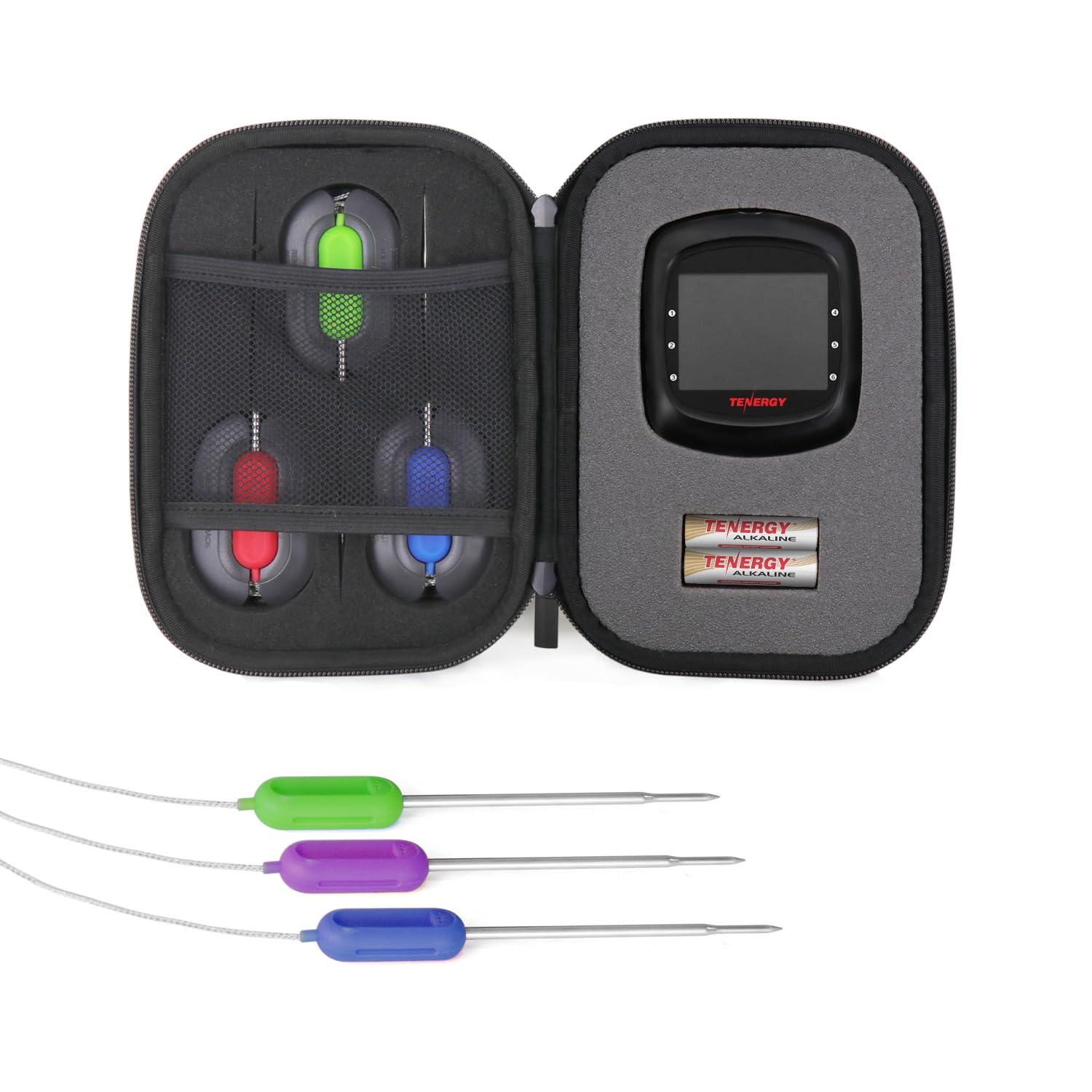 Tenergy Solis Digital Meat Thermometer, APP Controlled Wireless Bluetooth Smart BBQ Thermometer w/ 6 Stainless Steel Probes, Large LCD Display, Carrying Case, Cooking Thermometer for Grill & Smoker