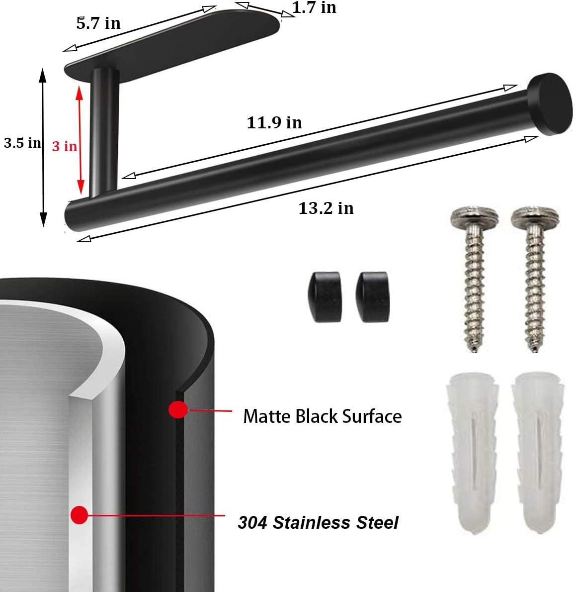 Paper Towel Holder - Under Cabinet Paper Towel Rack for Kitchen、Bathroom,SUS304 Stainless Steel(Matte Black)