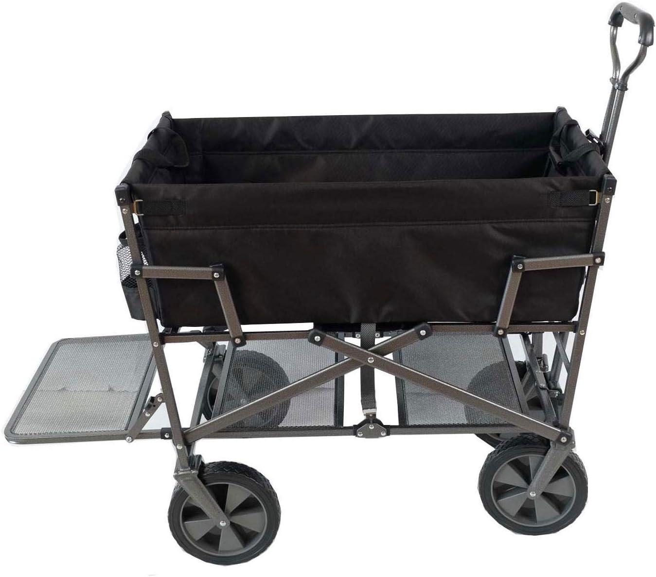 Mac Sports Double Decker Wagon: Black - Collapsible Outdoor Utility Garden Cart, 150 Lb Capacity, 32.5 x 17.5 x 10.5"