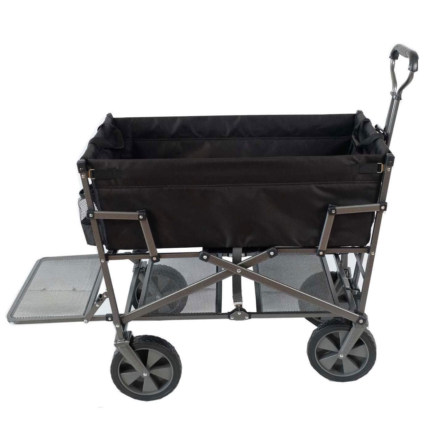 Mac Sports Double Decker Wagon: Black - Collapsible Outdoor Utility Garden Cart, 150 Lb Capacity, 32.5 x 17.5 x 10.5"