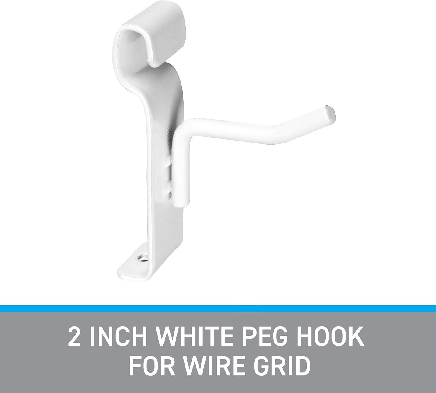 SSWBasics 2 inch White Peg Hook for Wire Grid - Pack of 50 - Durable Grid Wall Accessory - Perfect Gridwall Hooks for Retail  Thrift  Boutique  Garage  Home Organization and Display