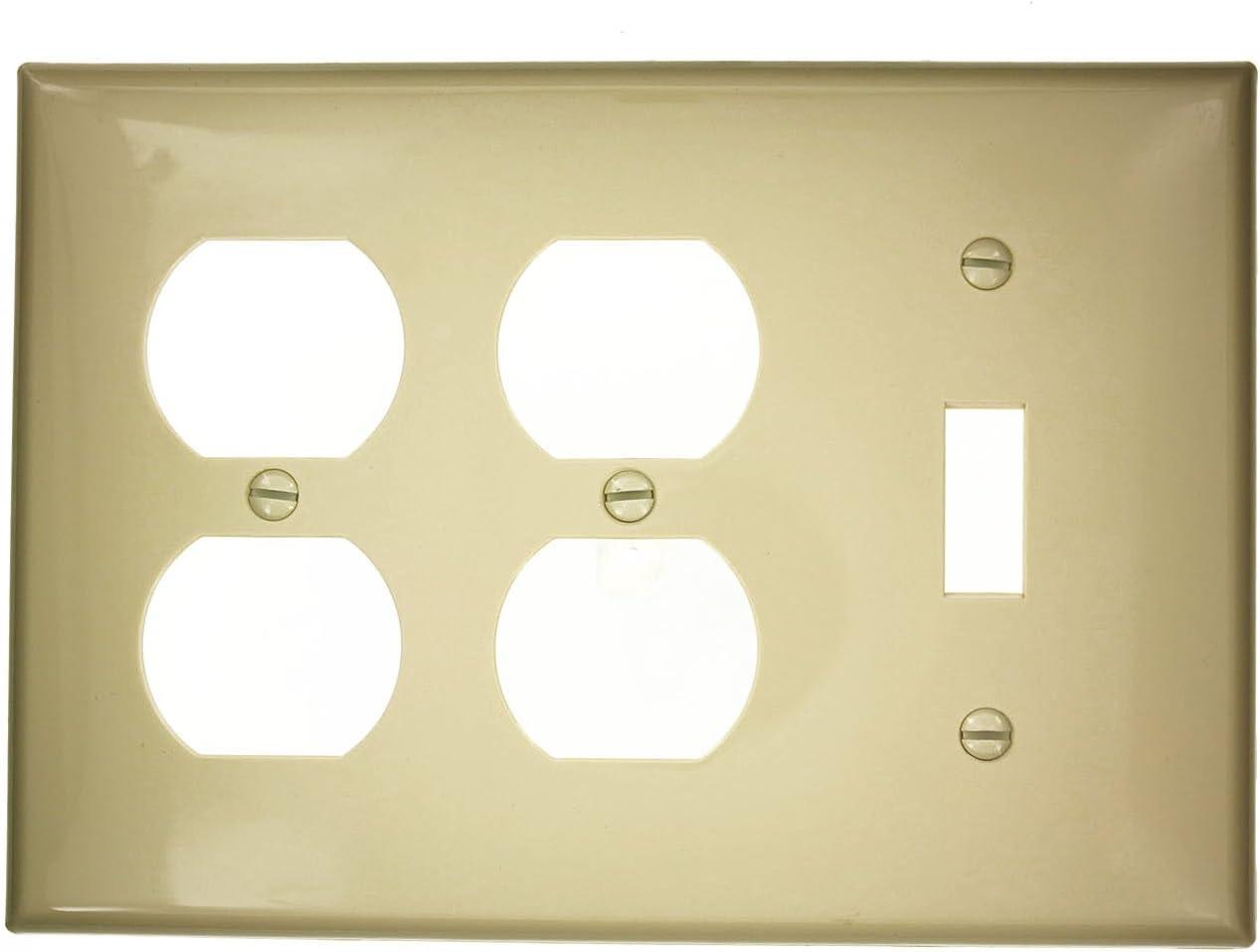 Ivory 3-Gang 1-Toggle 2-Duplex Thermoplastic Wallplate