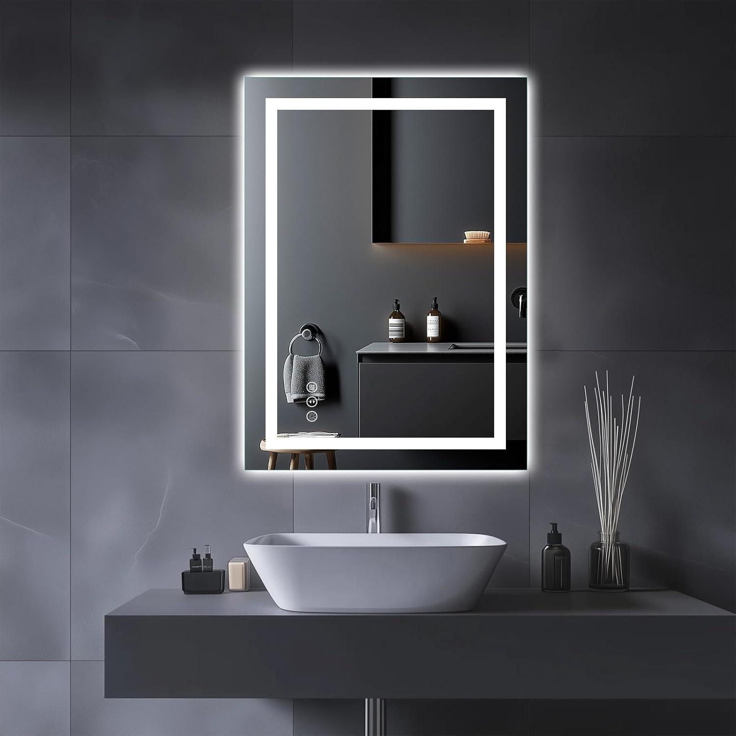 Ivy Bronx Molly Frameless LED Front Light and Backlit 3 Colors Dimmable Anti-Fog Wall Bathroom Vanity Mirror