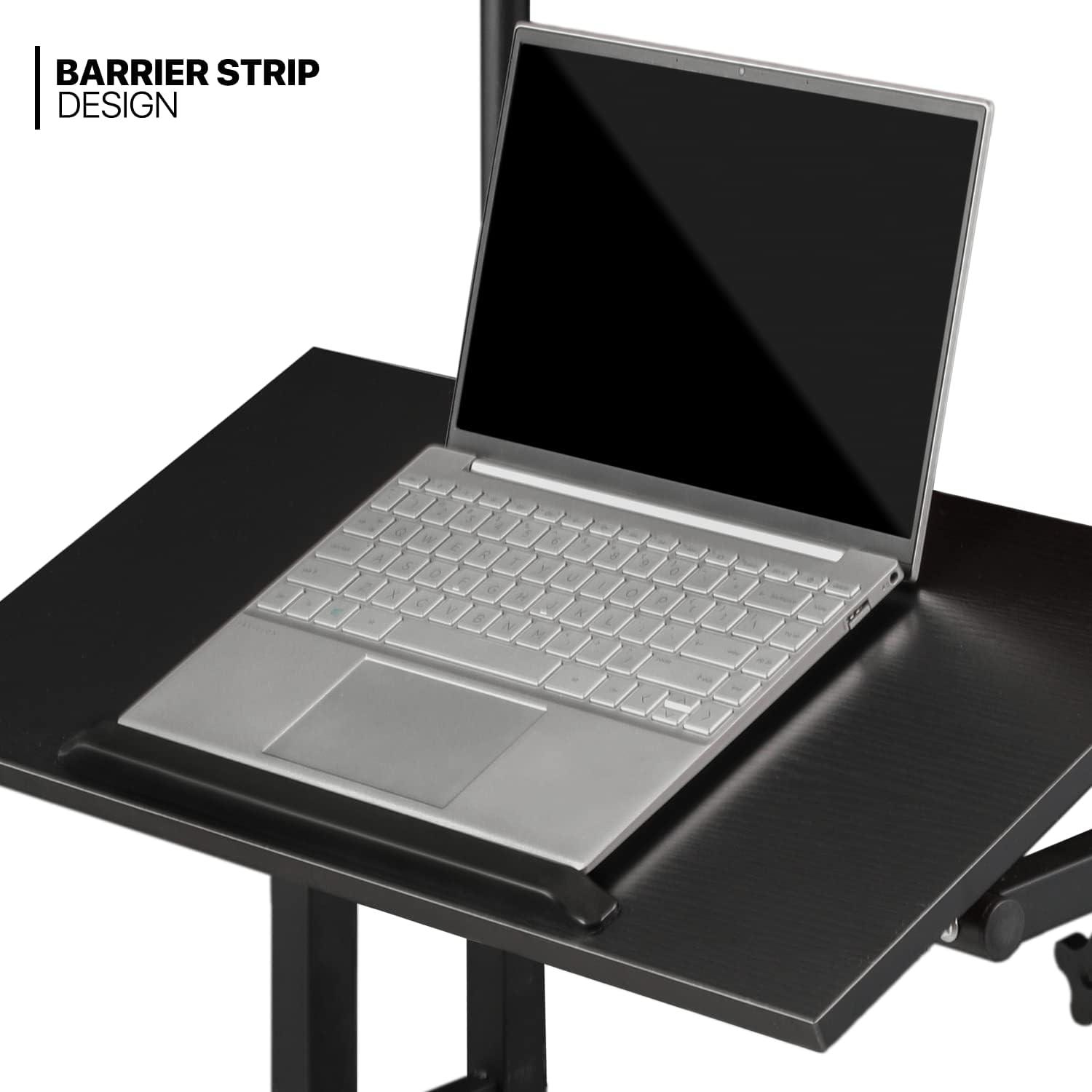 MoNiBloom Mobile Computer Desk, Adjustable Height Laptop Standing Desk with Tilting Tabletop and Monitor Shelf