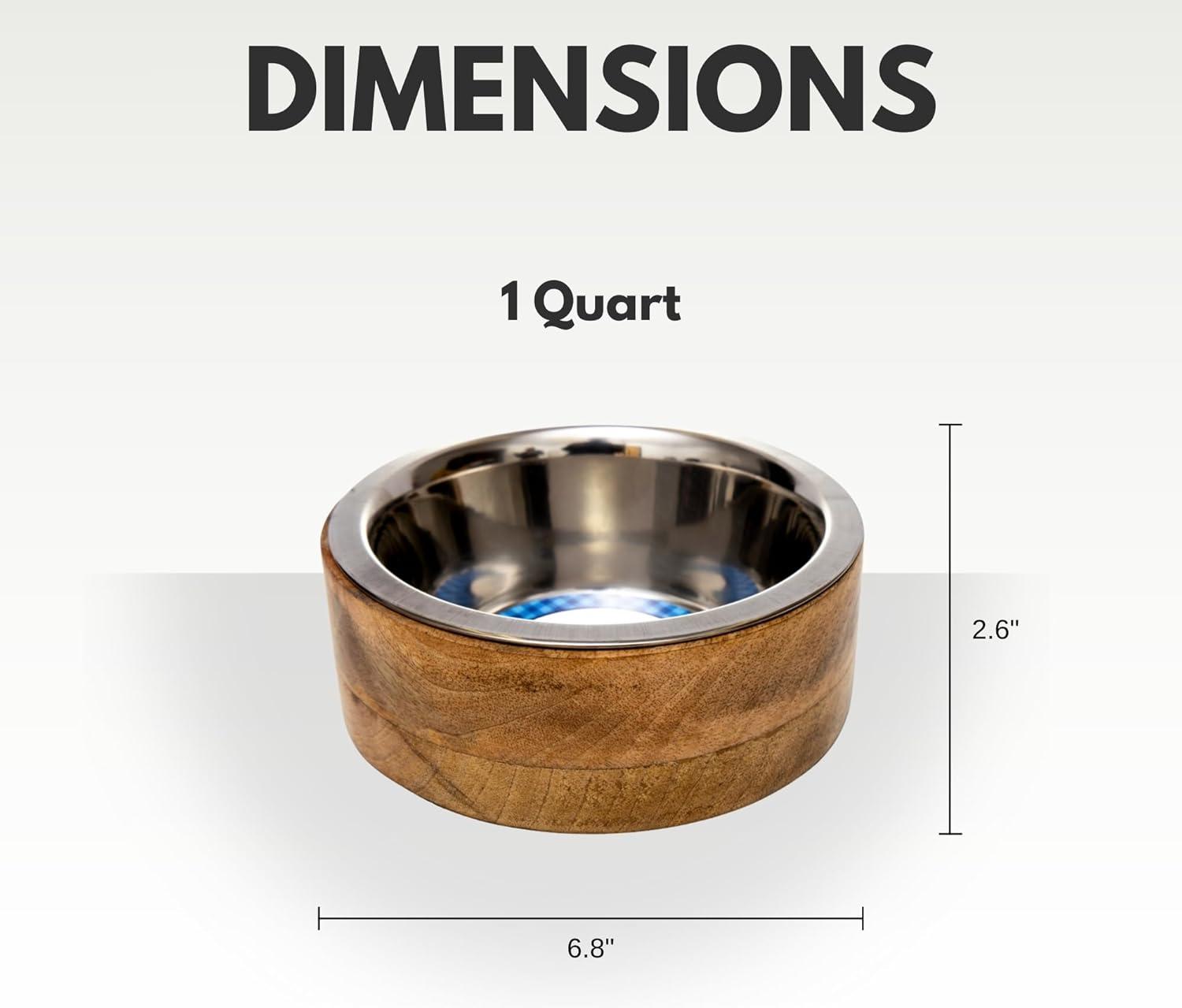 Country Living Stainless Steel Dog Bowl with Cylindrical Mango Wood Holder, Durable & Stylish Dish, Sustainable Dog Feeding Solution (1 Pint)