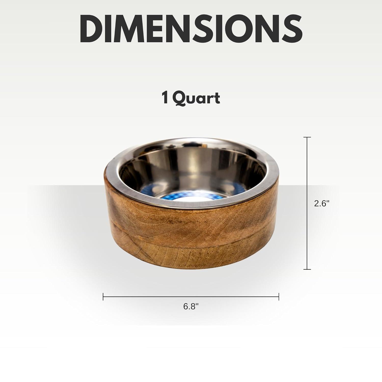 Country Living Stainless Steel Dog Bowl with Cylindrical Mango Wood Holder, Durable & Stylish Dish, Sustainable Dog Feeding Solution (1 Pint)