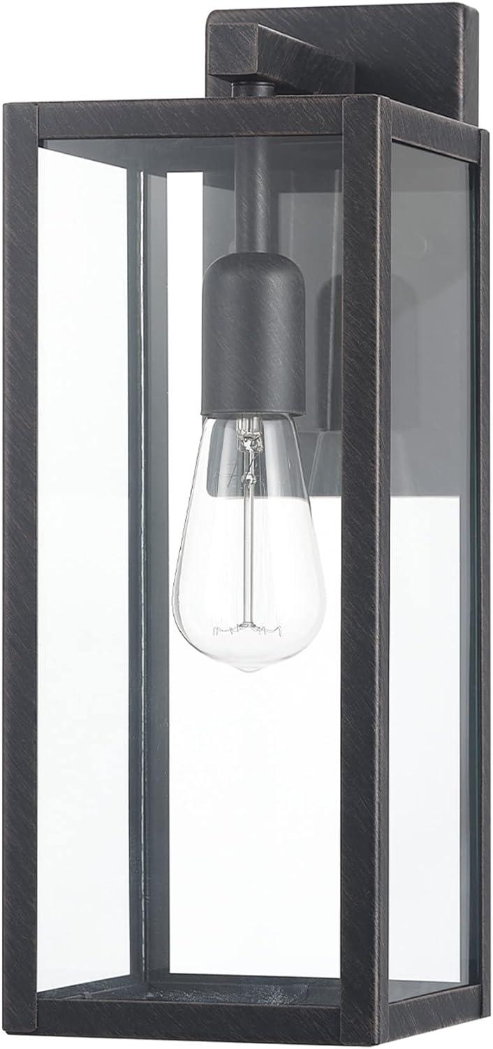 Globe Electric Bowery 1-Light Brushed Dark Bronze Outdoor Indoor Wall Sconce with Clear Glass Shade, 44837