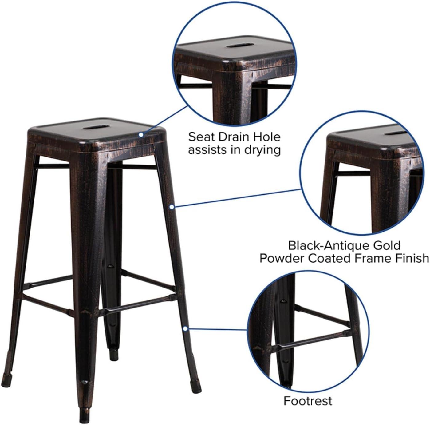 Flash Furniture Commercial Grade 30" High Backless Orange Metal Indoor-Outdoor Barstool with Square Seat