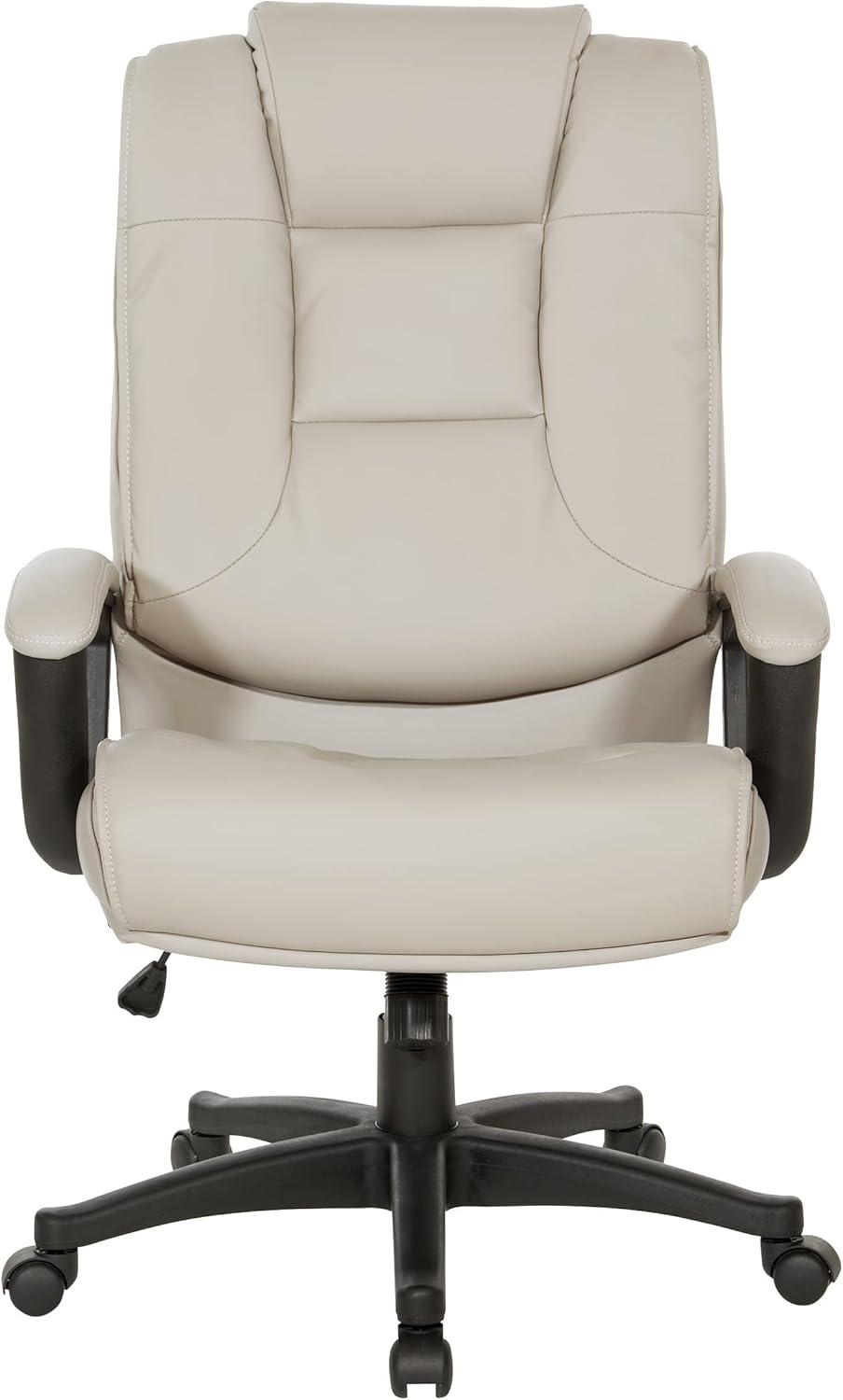 Taupe High Back Leather Executive Swivel Office Chair with Adjustable Arms