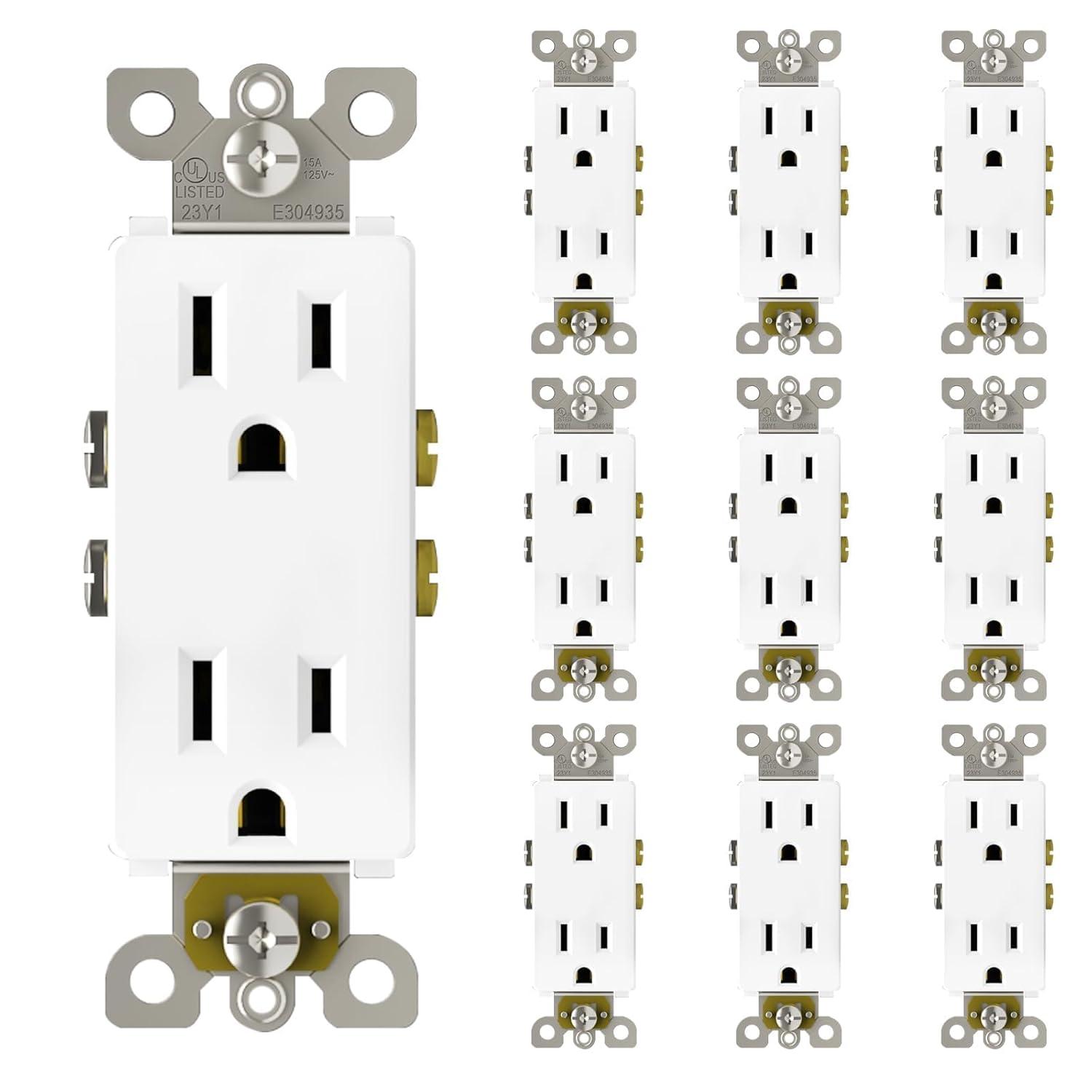 White Thermoplastic Tamper Resistant Duplex Outlet with Wall Plate