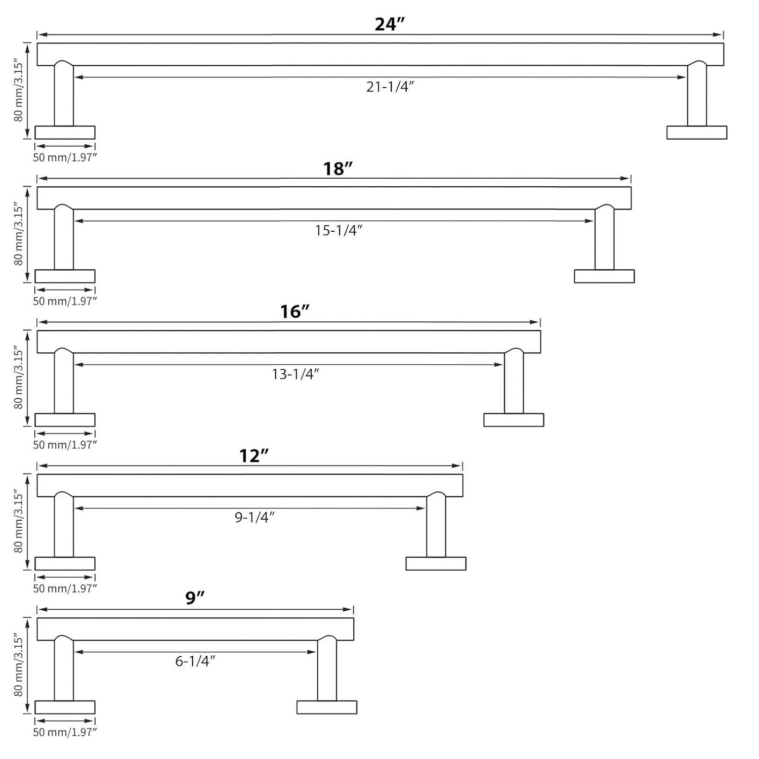 16" Towel Bar Rail Brushed Nickel Wall Mounted Towel Holder Bathroom Kitchen Cloths Hanger 304 Stainless Steel