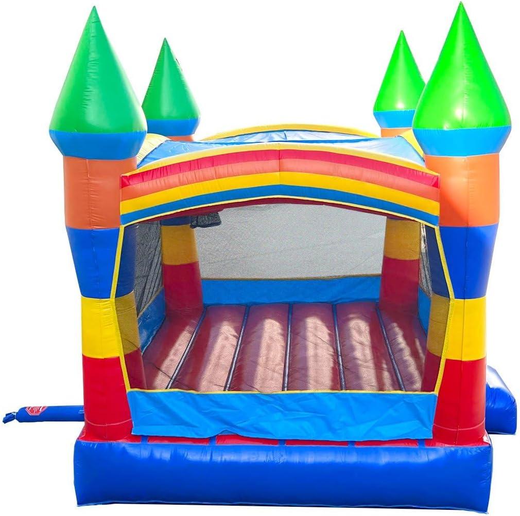 Pogo Bounce House Pogo Bounce House Crossover Inflatable Bounce House, Commercial Grade Party Playhouse Deluxe Rainbow Unit & Blower, For Kids & Toddlers, Backyard Outdoor Jump Fun, w/ Stakes & Storage Bag 13x12x14.5ft