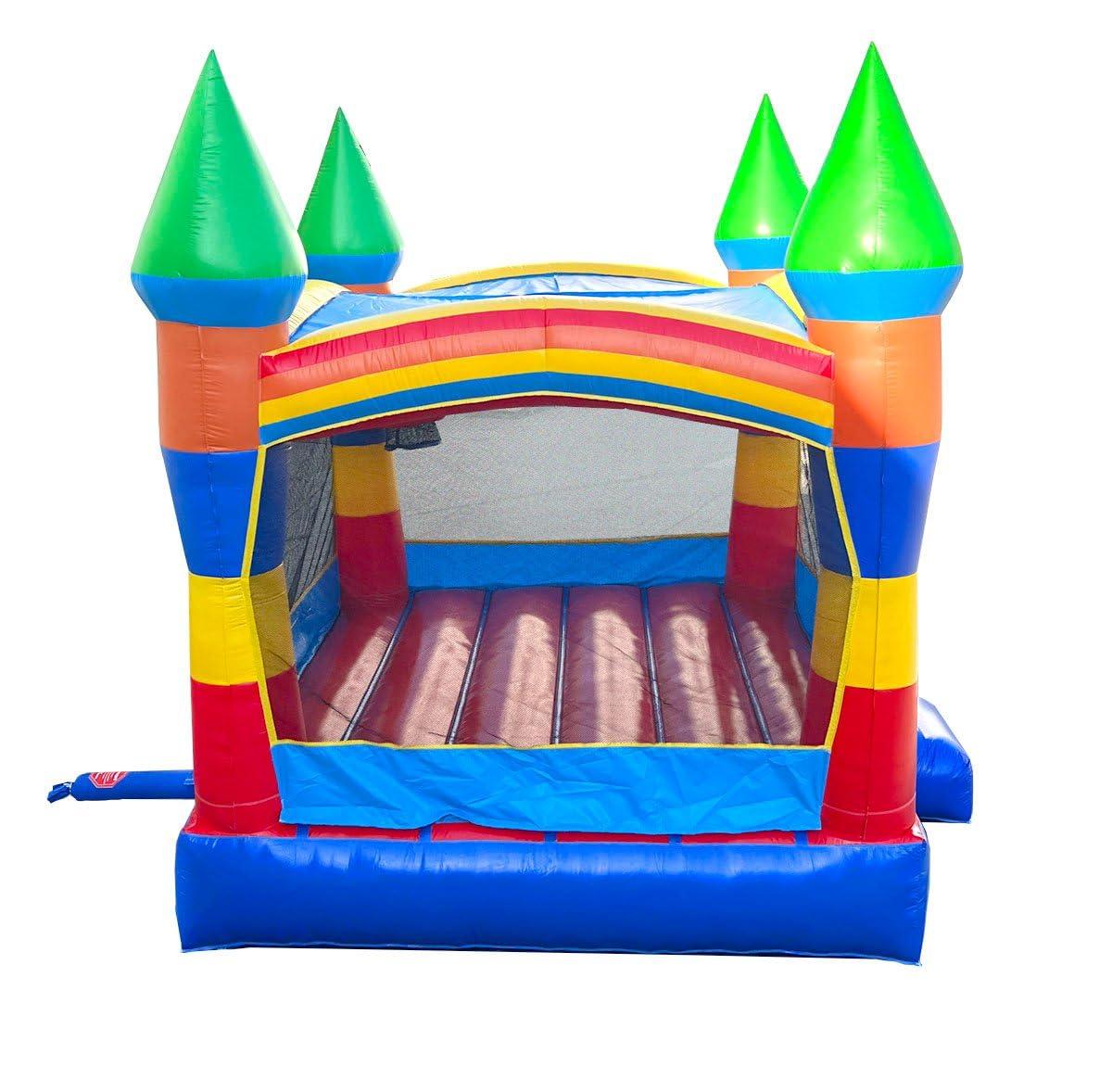 Pogo Bounce House Pogo Bounce House Crossover Inflatable Bounce House, Commercial Grade Party Playhouse Deluxe Rainbow Unit & Blower, For Kids & Toddlers, Backyard Outdoor Jump Fun, w/ Stakes & Storage Bag 13x12x14.5ft