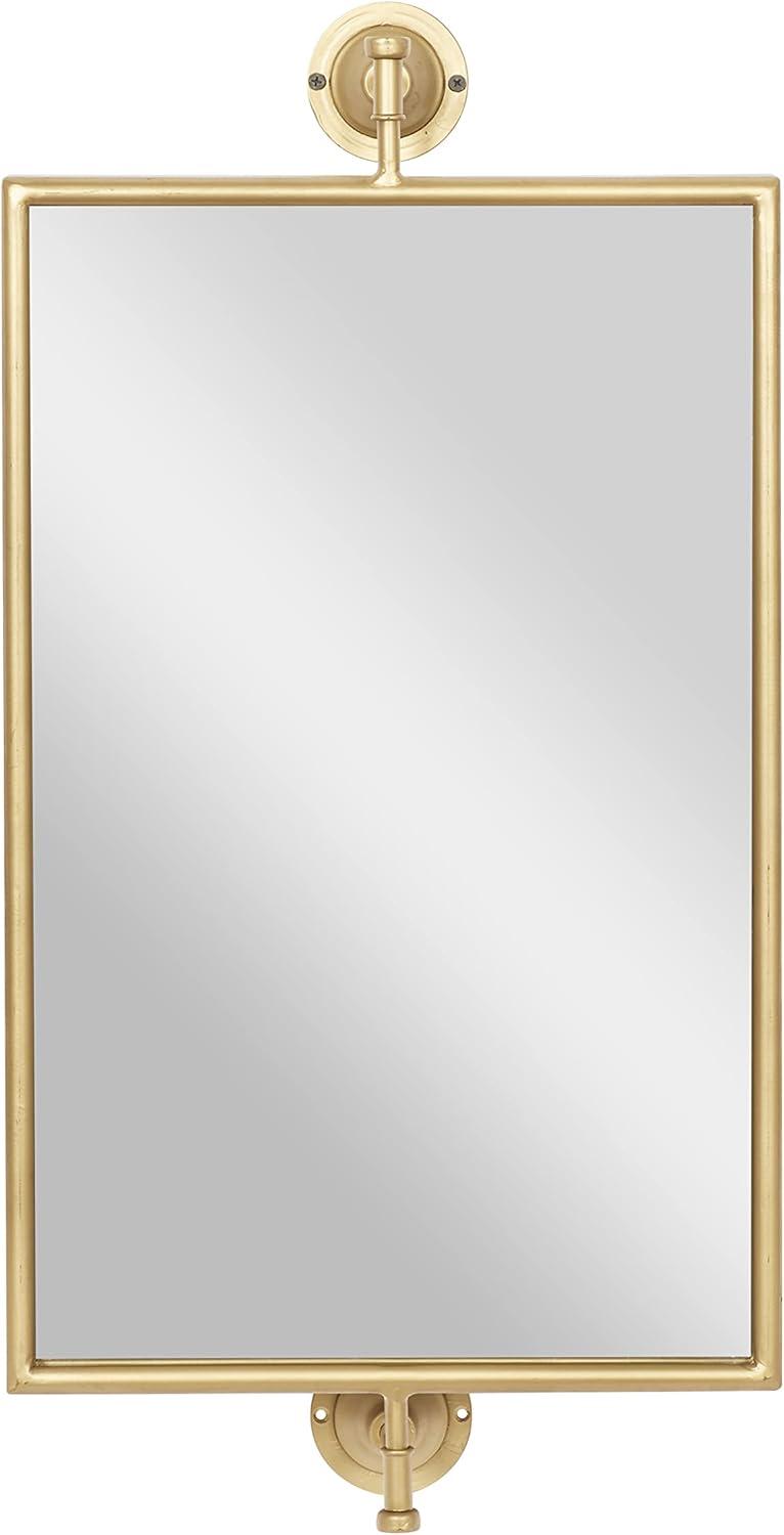 DecMode 14" x 28" Gold Dimensional Wall Mirror