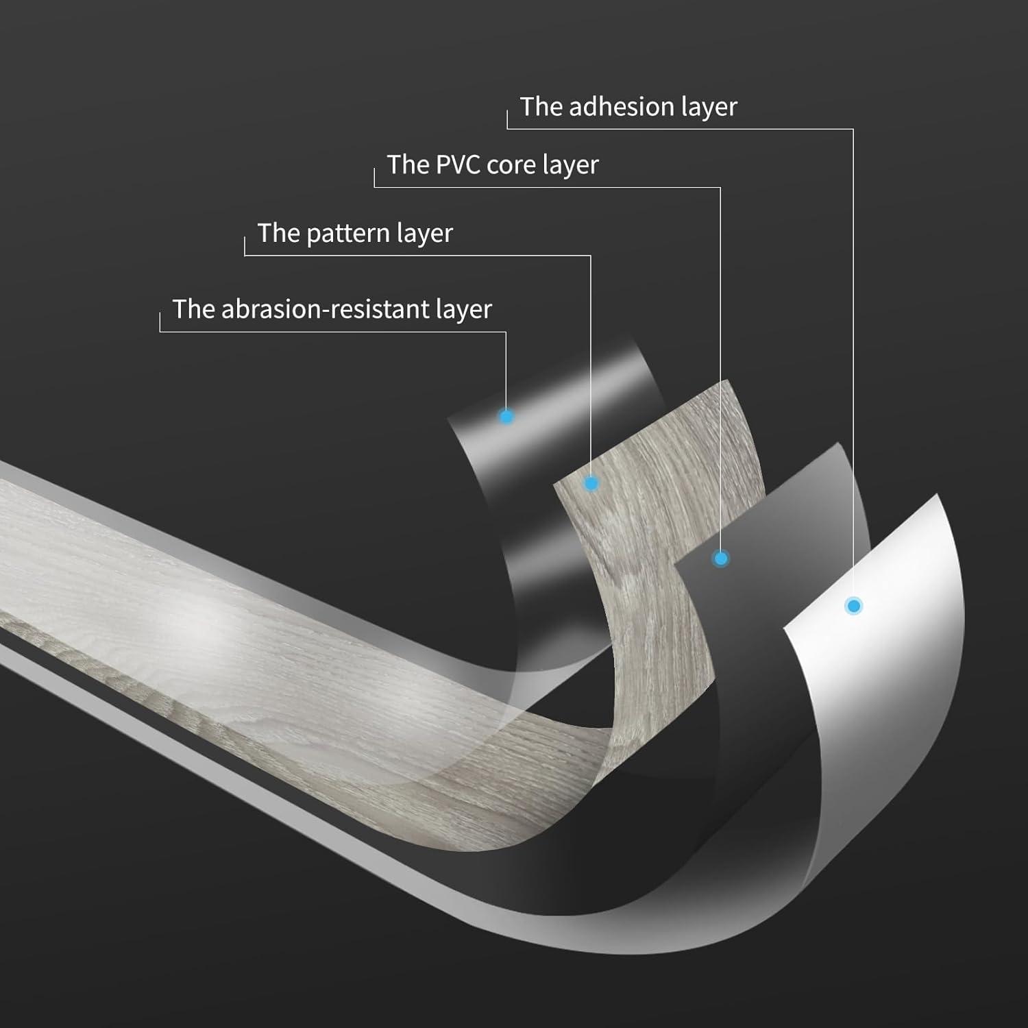 Art3d Peel and Stick Floor Tile Vinyl Wood Plank 36-Pack 54 Sq.Ft, Light Grey, Rigid Surface Hard Core Easy DIY Self-Adhesive Flooring