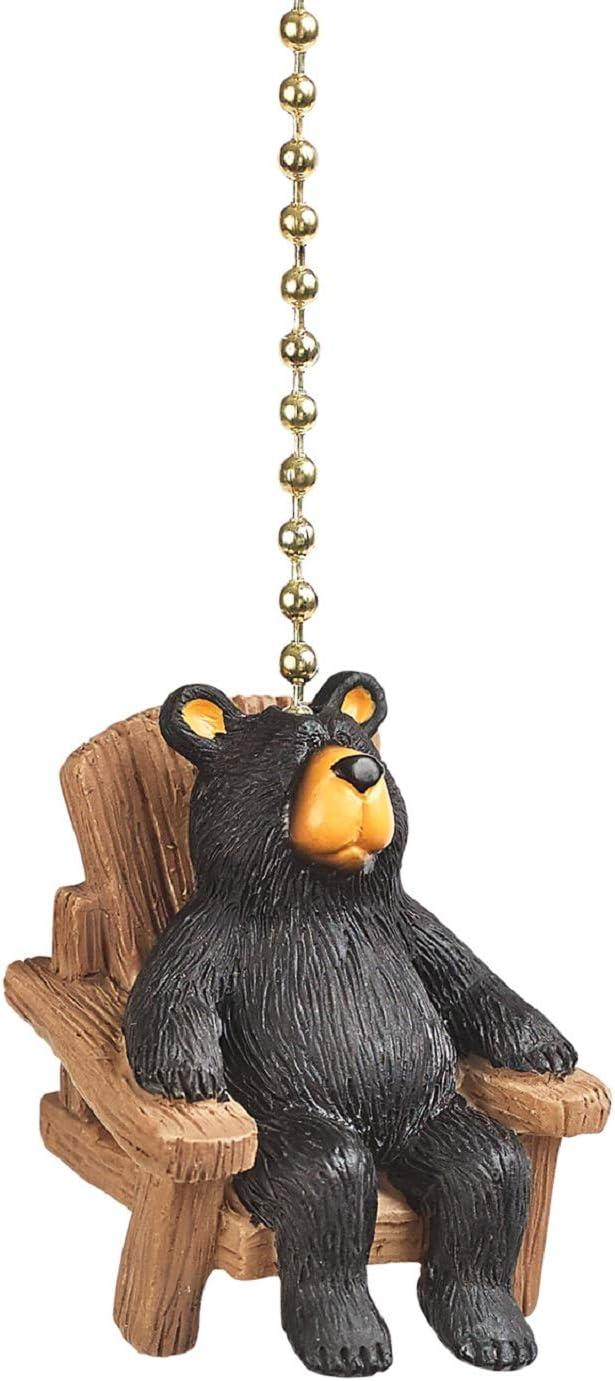 Clementine Design Bear in Chair Ceiling Fan Light Dimensional Pull Resin Brown