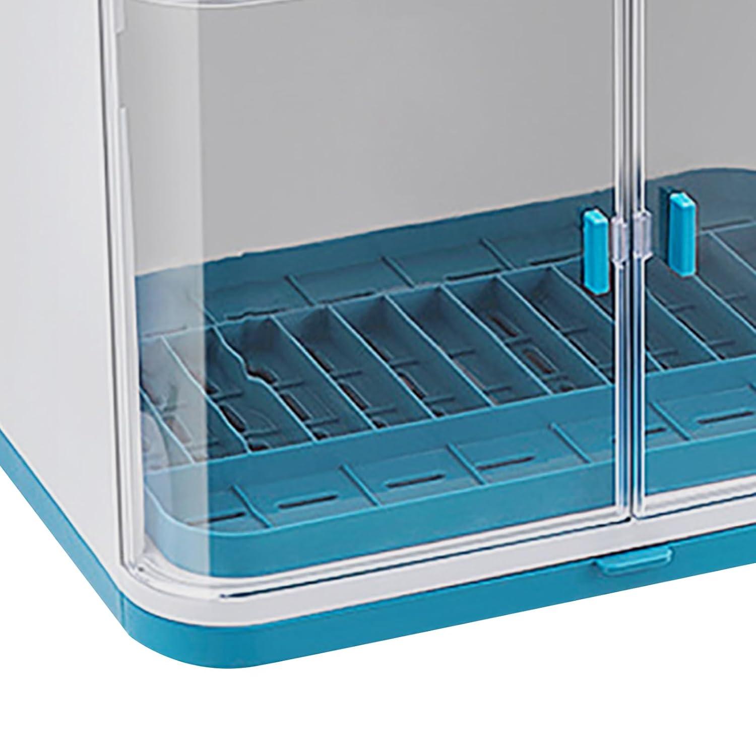 2-Tier Dish Drying Rack, Drain Bowl Cup Plate Dish Drying Drainer, PP+ABS Kitchen Dish Dryer Shelf Cutlery Drain Board with Lid Cover for Home Kitchen (17.71 * 14.96 * 9.84inch)