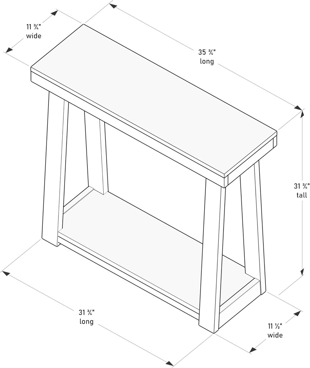 Plank+Beam 36” Solid Wood Console Table with Storage, Classic Farmhouse Style Sofa Table with Shelf, Narrow Entryway Table for Hallway, Seashell