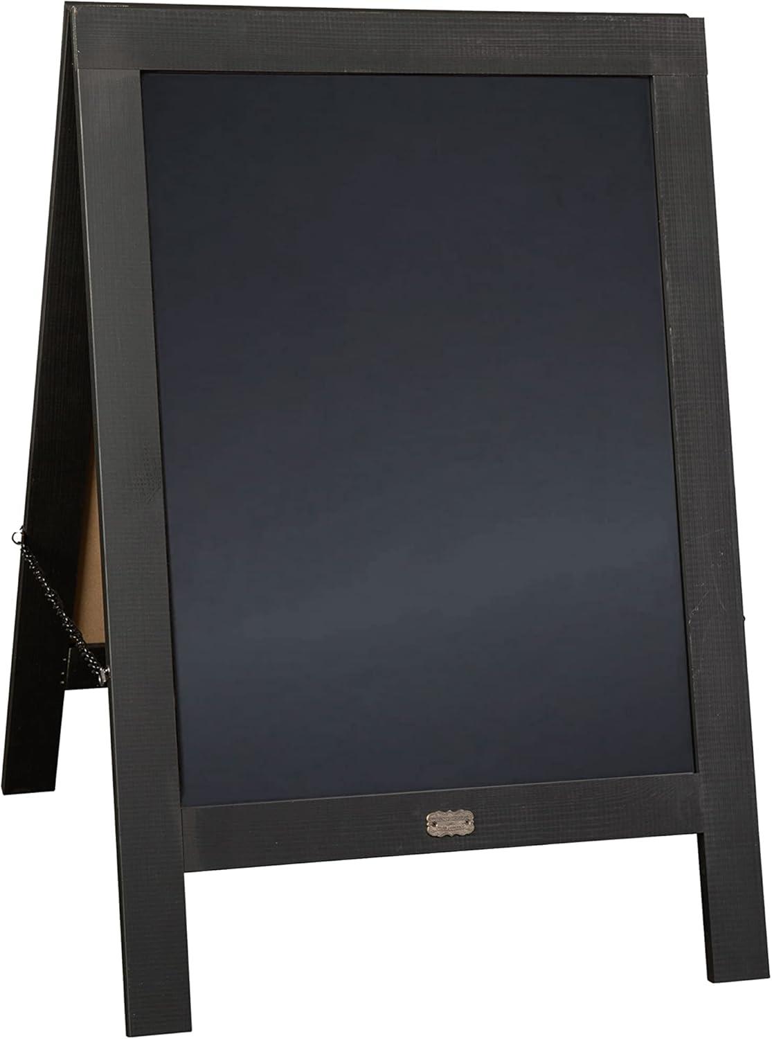 HBCY Creations Vintage Black Wooden A-Frame Chalkboard / Sidewalk Chalkboard Sign / Large 30" x 20" Sturdy Sandwich Board / A Frame Restaurant Message Board