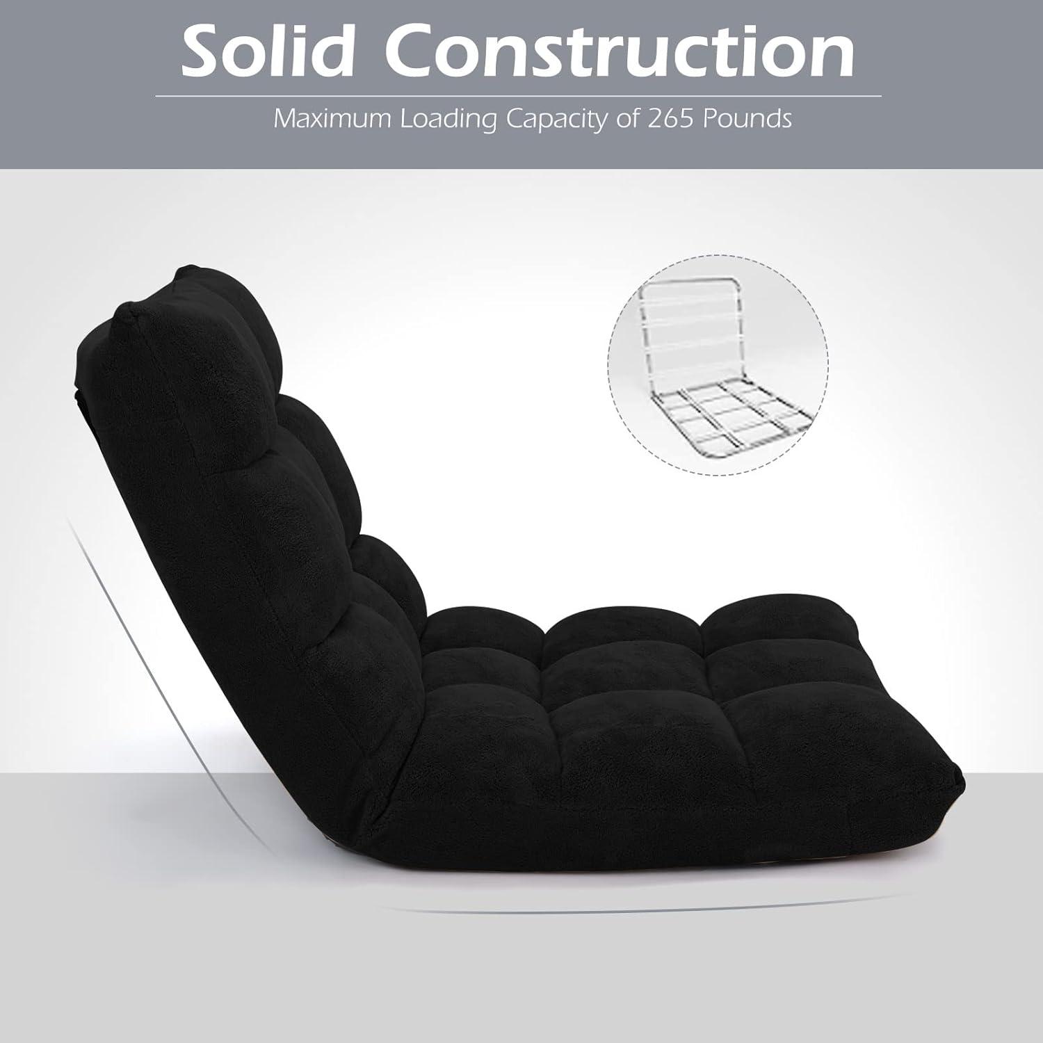 JYHOME Floor Chair  14-Position Adjustable Floor Chair with Back Support  Folding Padded Gaming Sofa Chair for Reading  Gaming  Meditation  Living Room Lazy Lounge Chair  Floor Video Gami