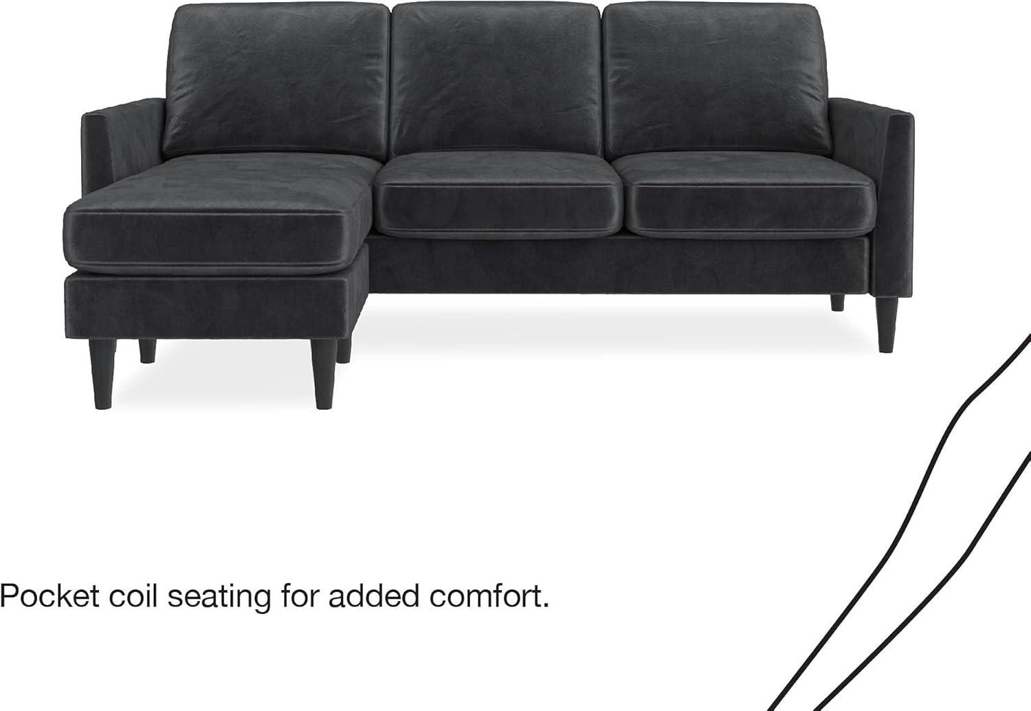 Winston Dark Gray Velvet Reversible Sectional Sofa with Ottoman