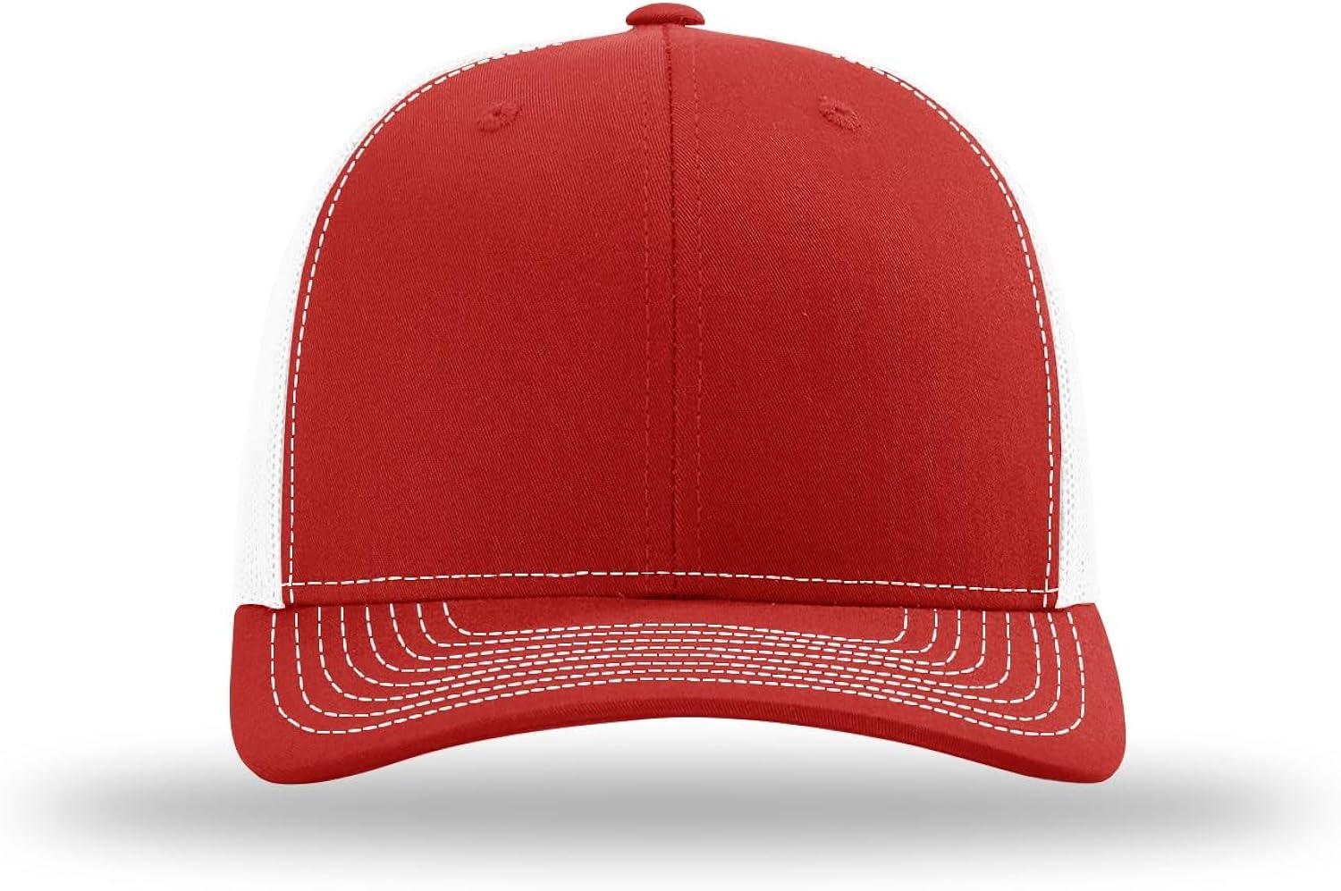Richardson - Adjustable Snapback Trucker Cap - 112 - Red/ White - Size: OSFM