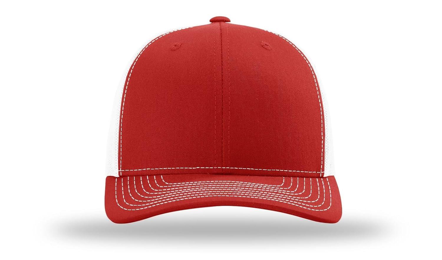 Richardson - Adjustable Snapback Trucker Cap - 112 - Red/ White - Size: OSFM
