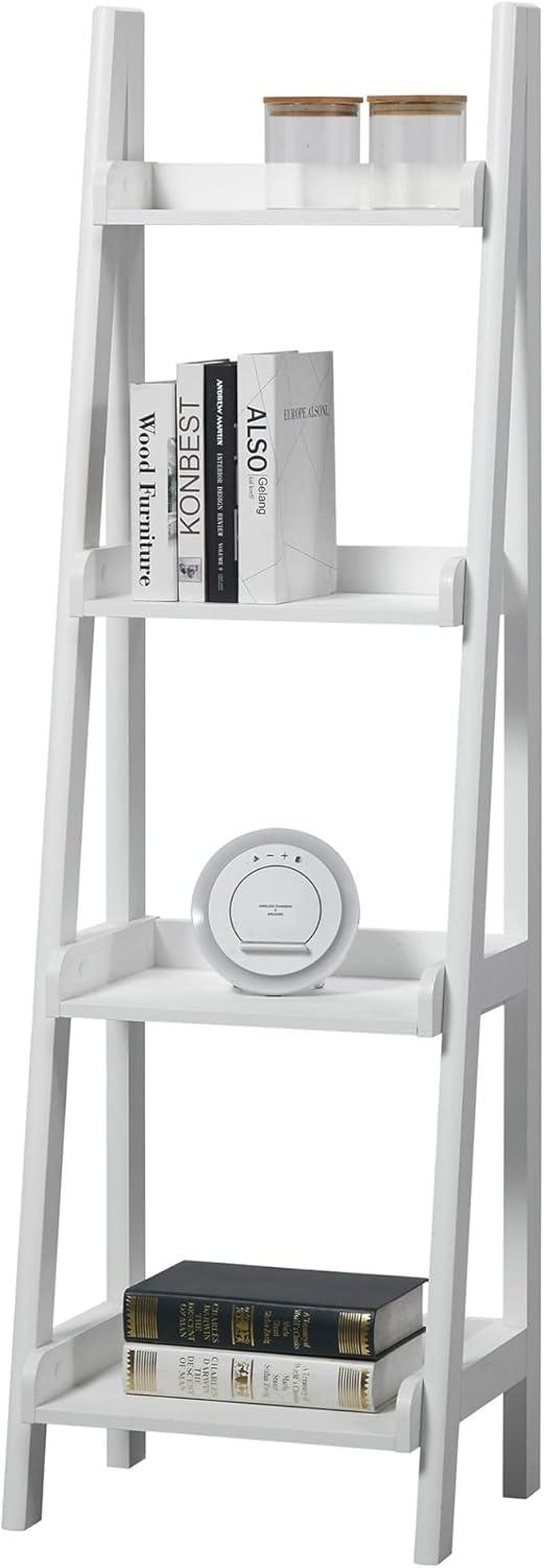 Realspace® 60"H 4-Shelf Narrow Ladder Bookcase, White