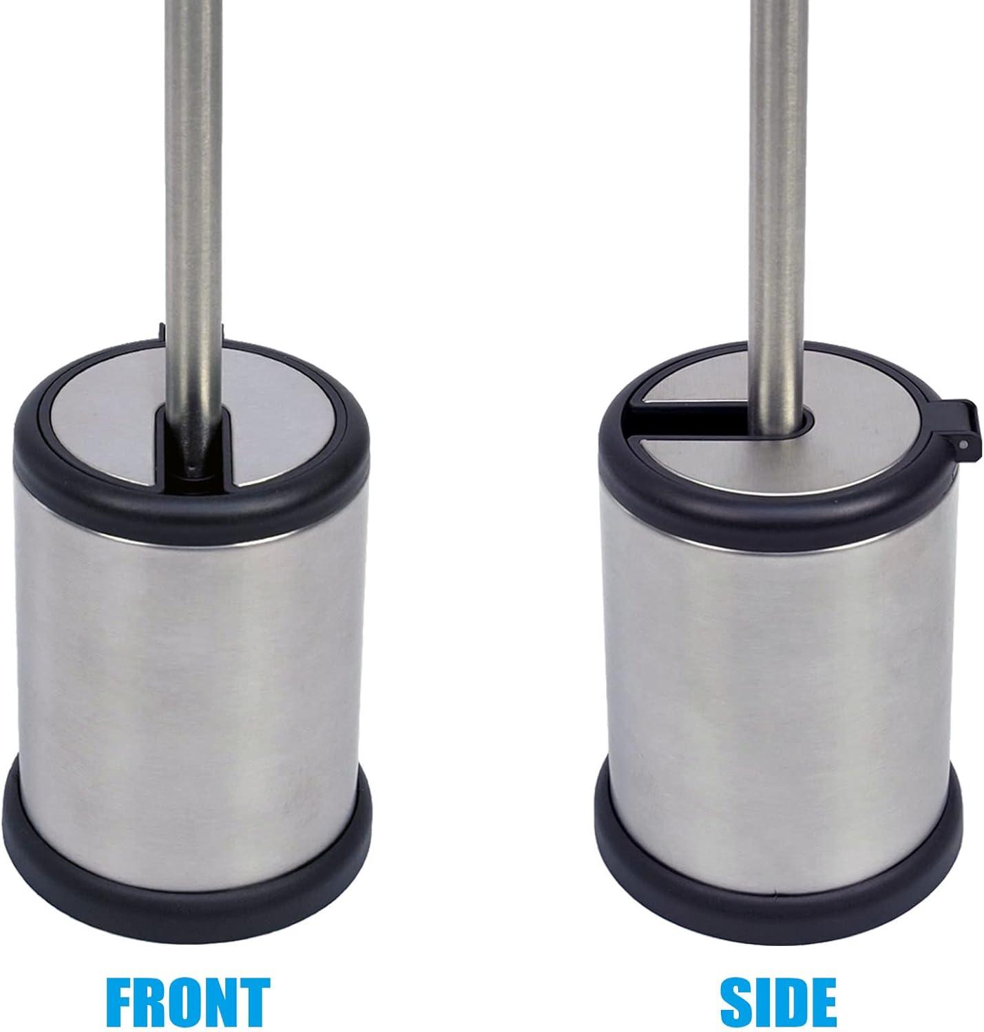 Casaphoria Stainless Steel Toilet Bowl Brush and Holder set for Deep Cleaning,Bowl Scrubber Brush with Lid for Bathroom,Deluxe Freestanding Toilet Brush and Plunger Combo