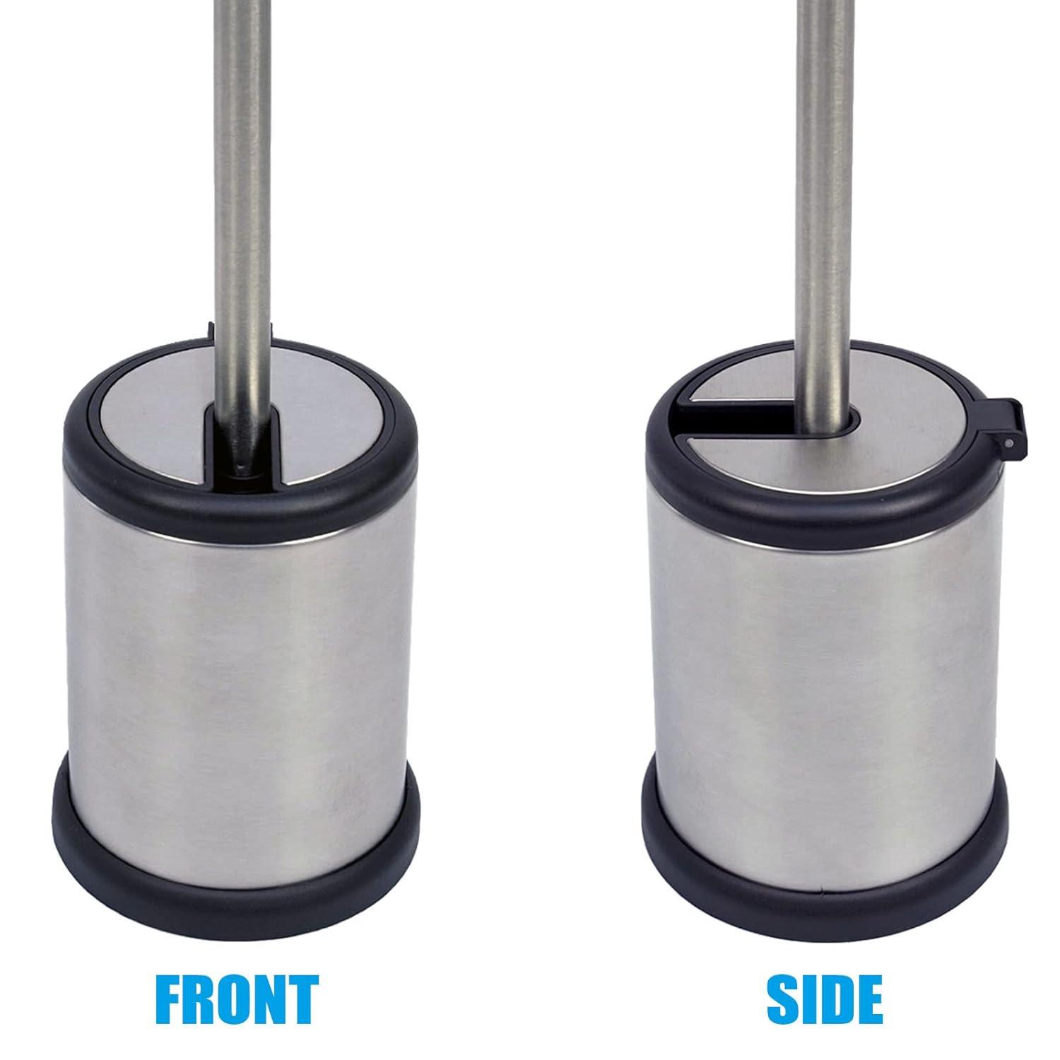 Casaphoria Stainless Steel Toilet Bowl Brush and Holder set for Deep Cleaning,Bowl Scrubber Brush with Lid for Bathroom,Deluxe Freestanding Toilet Brush and Plunger Combo