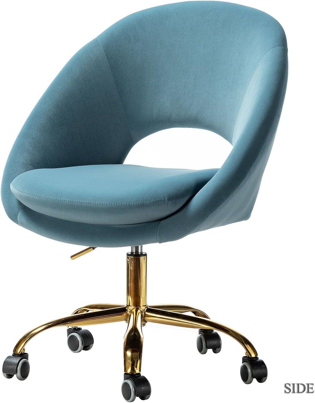 Velvet Swivel Rolling Home Office Chair Adjustable Desk Chair Fuchsia