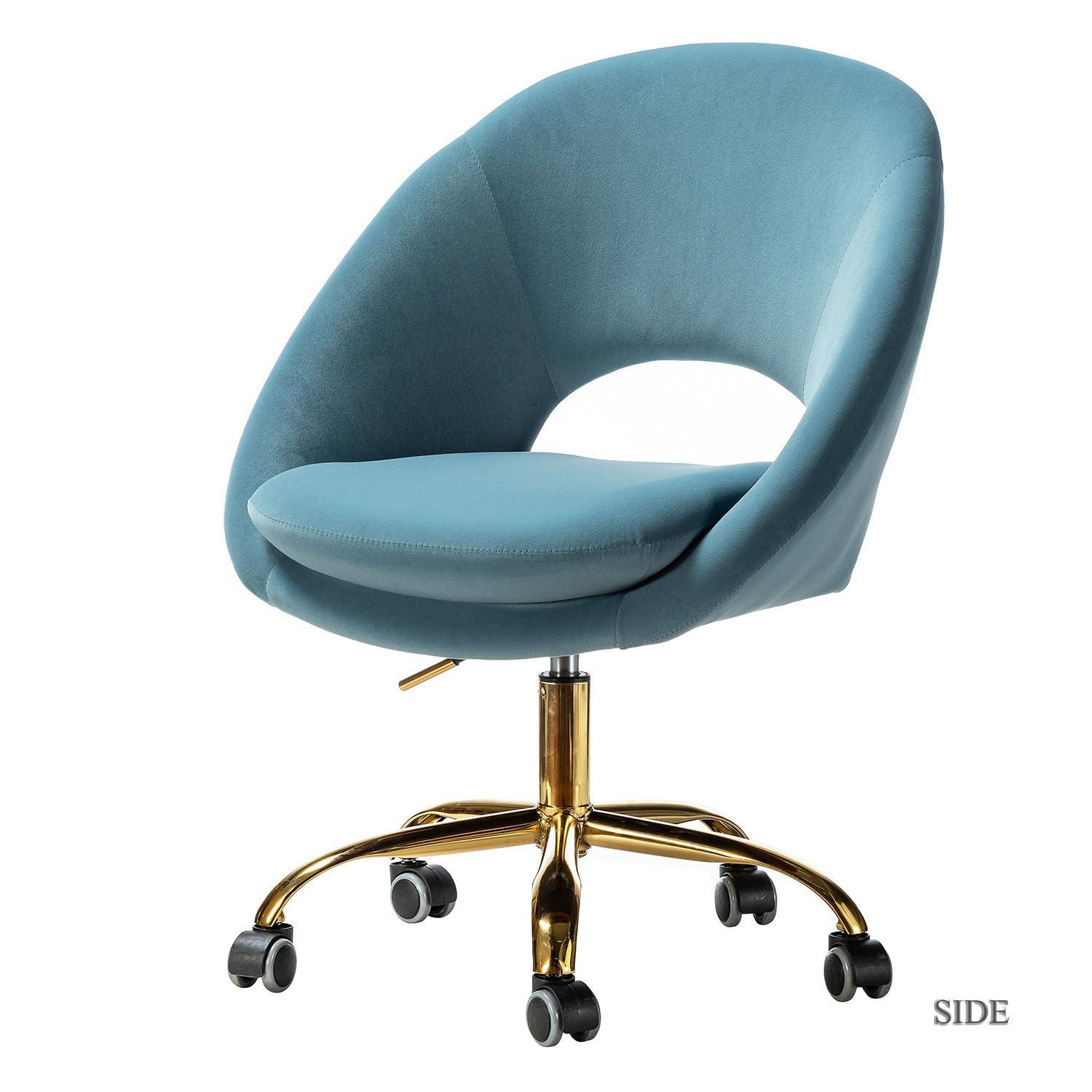 Velvet Swivel Rolling Home Office Chair Adjustable Desk Chair Fuchsia