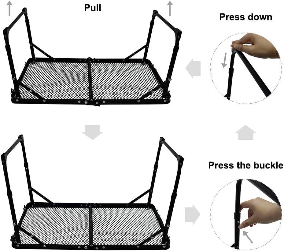 Black Adjustable Iron Mesh Portable Folding Table