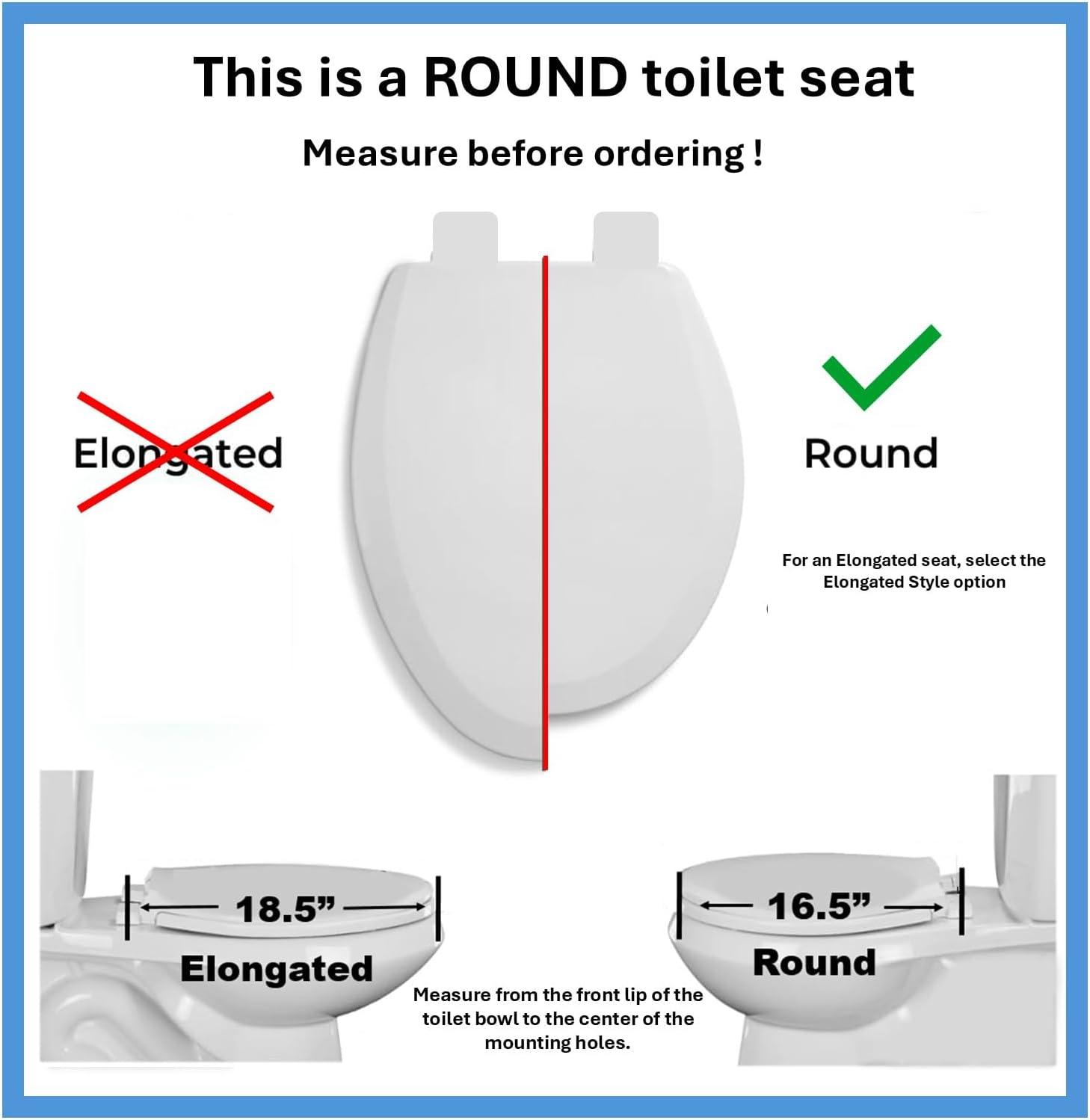 1Q1R9-90 Styled for Eljer New Emblem Square Front Design Toilet Seat with Vari-Adjust Lok-Down Heavy Duty Hinge, Round, Black