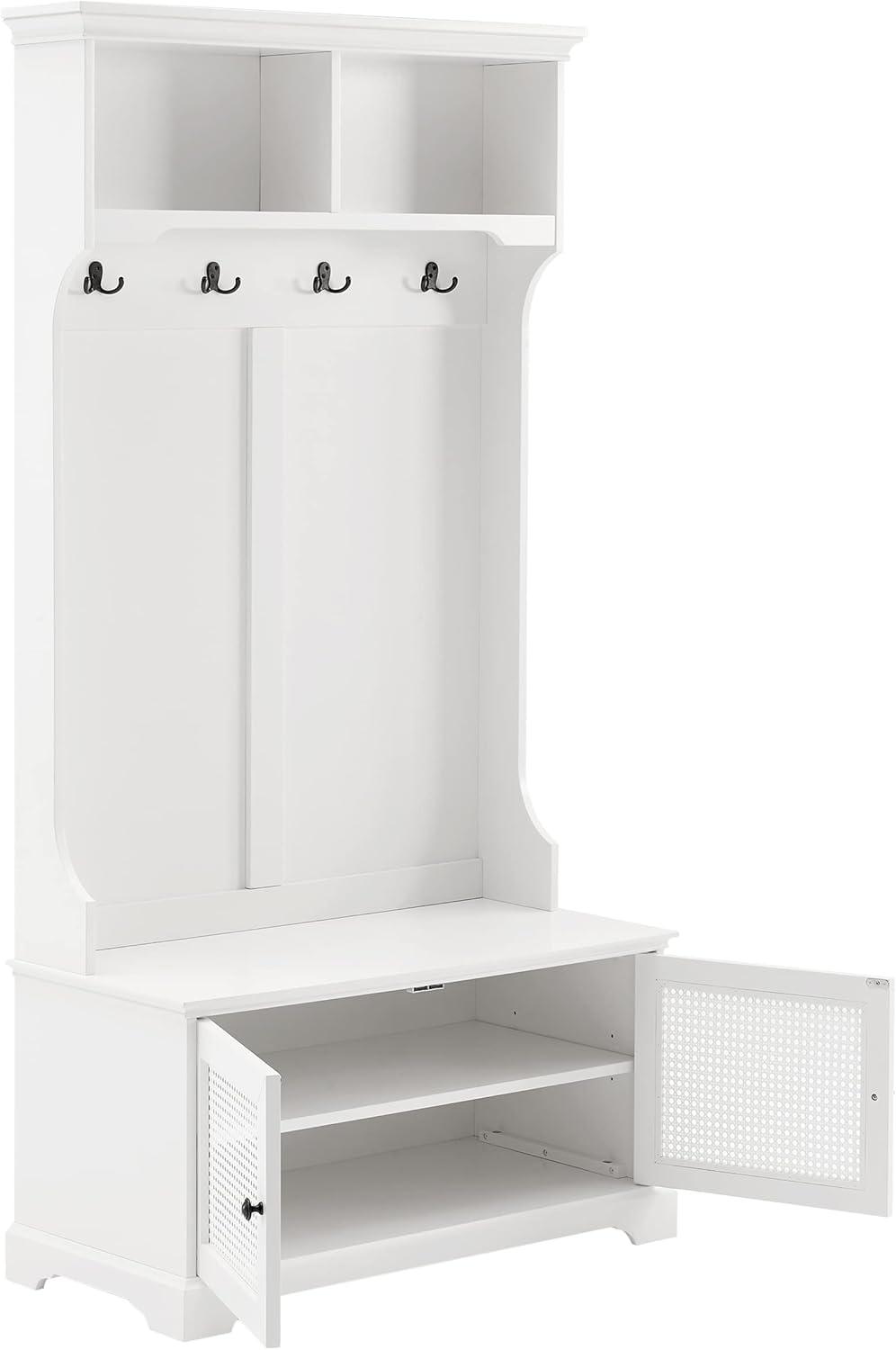 Sarah Hall Tree White - Crosley: Entryway Organizer with Shelving, Coat Hooks, Shoe Cabinet