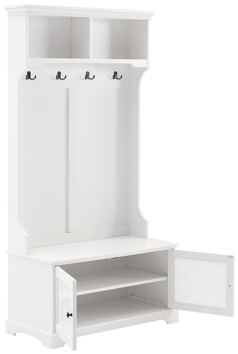 Sarah Hall Tree White - Crosley: Entryway Organizer with Shelving, Coat Hooks, Shoe Cabinet