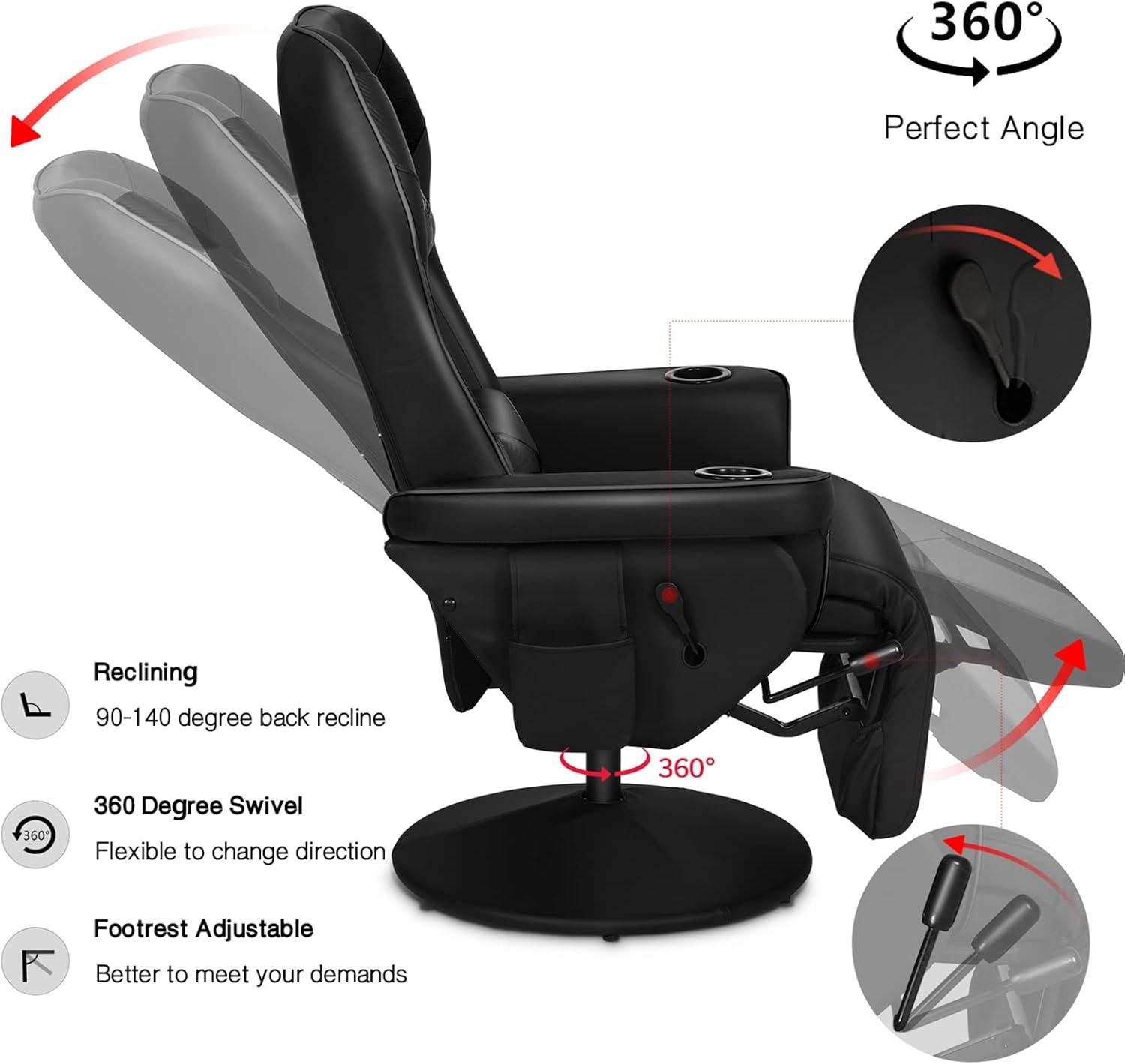 Queen Throne Video Gaming Chair Ergonomic Recliner Racing Chair, High Back Swivel Chair with Footrest and Adjustable Backrest, Lumbar Support, Headrest and Cupholders, Pink White