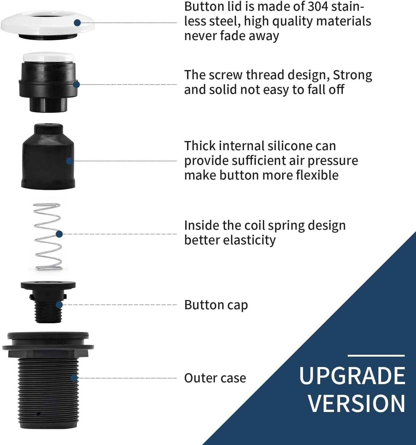 Garbage Disposal Air Switch Kit Sink Top Waste Disposal Long Stainless Steel On/Off Air Button Food and Waste Disposals Part by Etoolcity